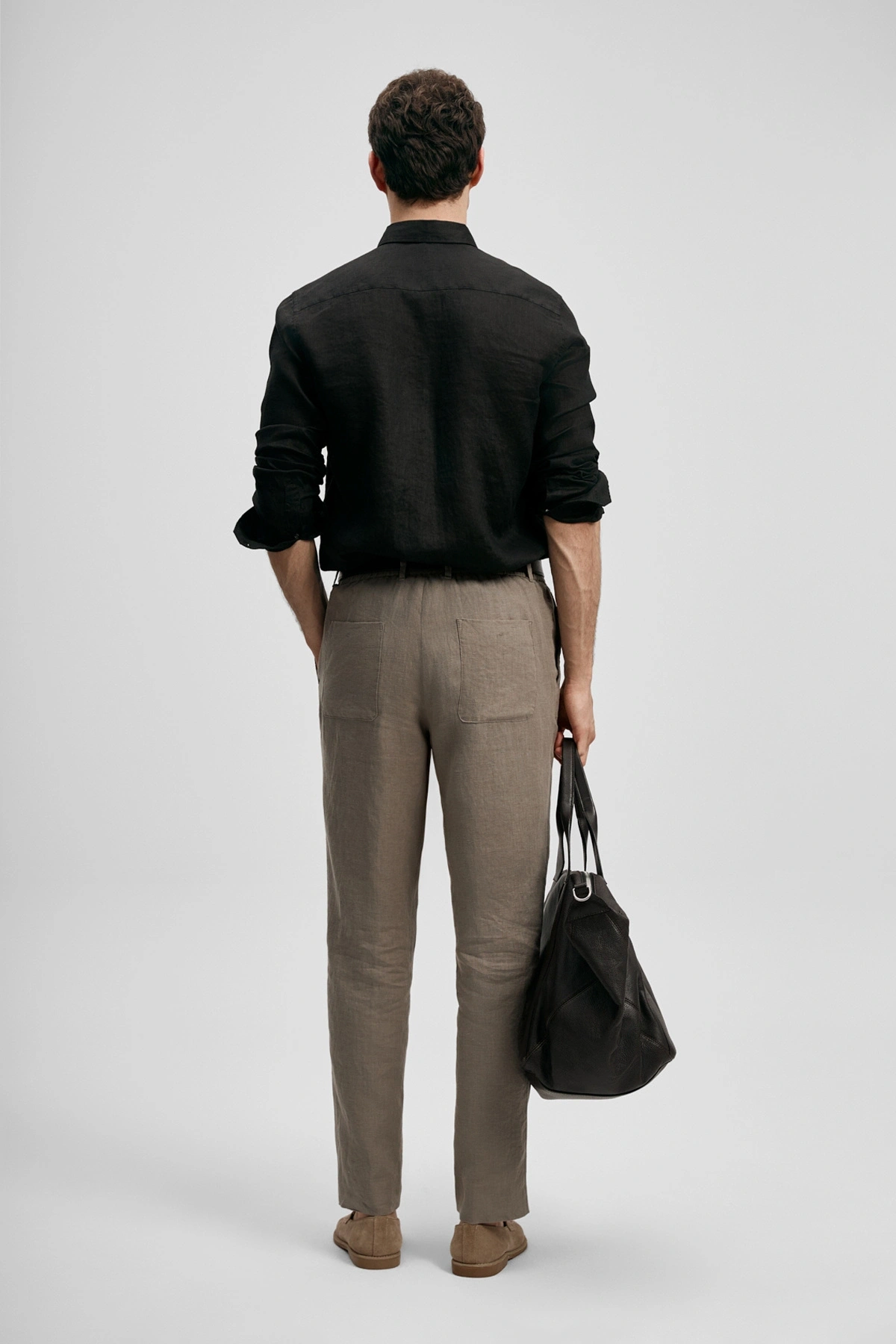 Lufian Pitaya Erkek Keten Gömlek Comfort Fit Siyah