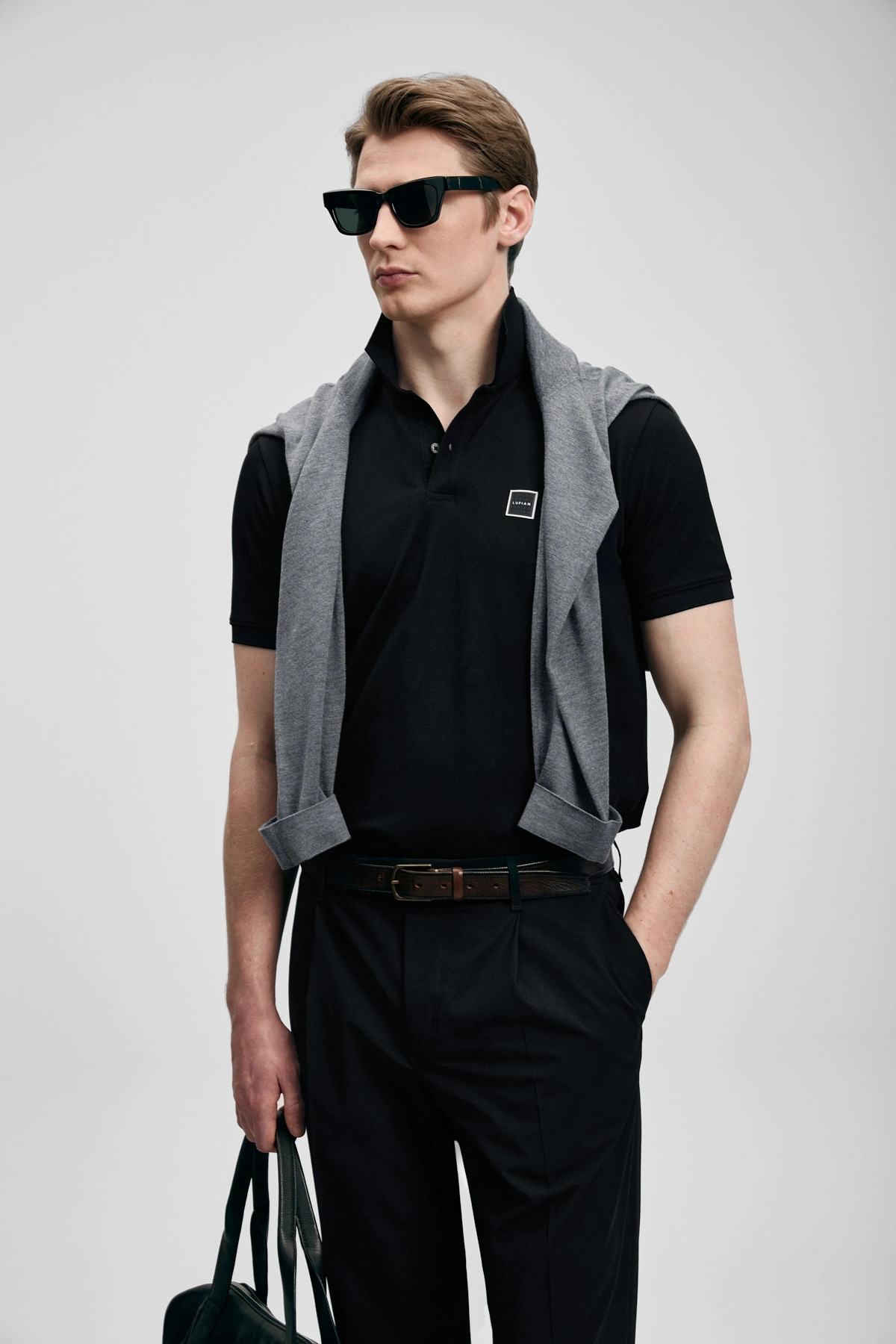 Lufian Carter Smart Erkek Polo Tişört Siyah