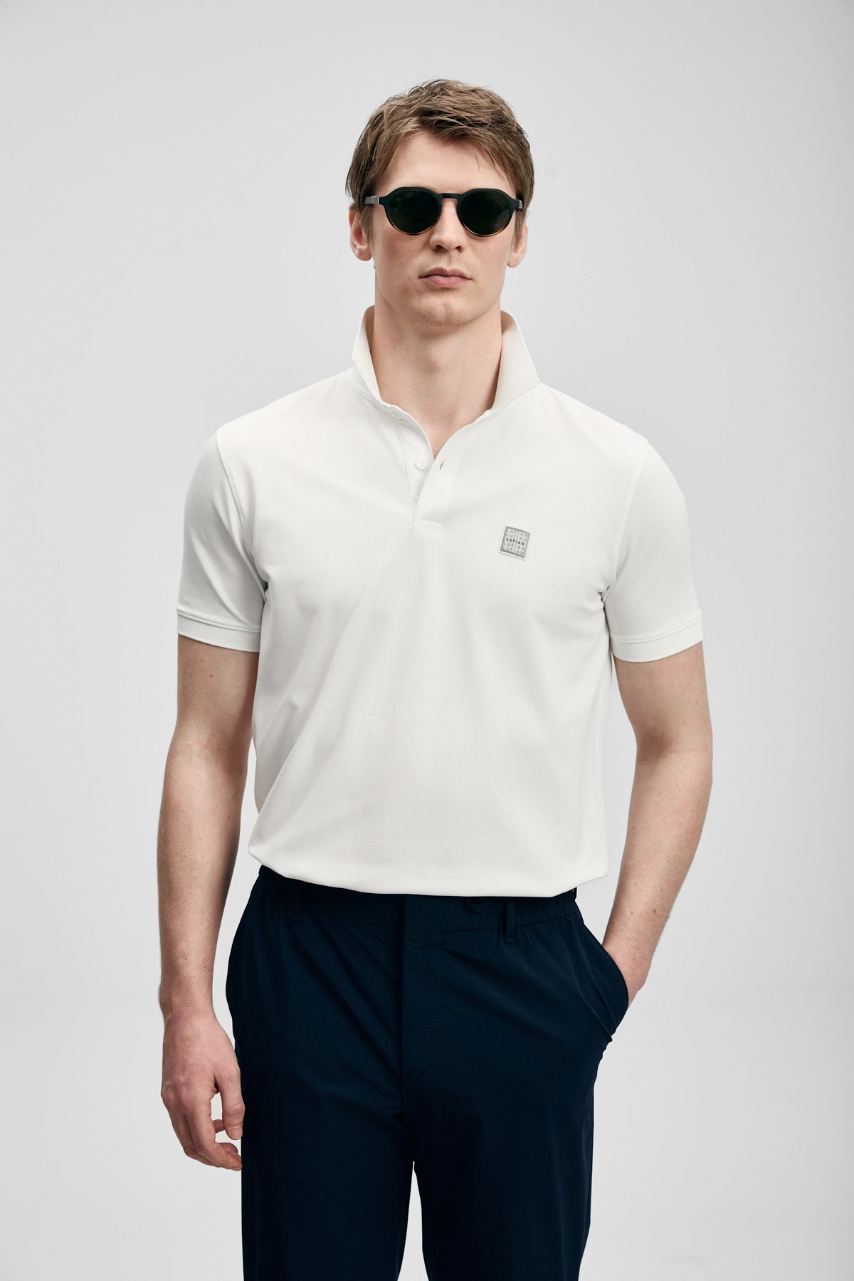 Lufian Carter Smart Erkek Polo Tişört Kırık Beyaz