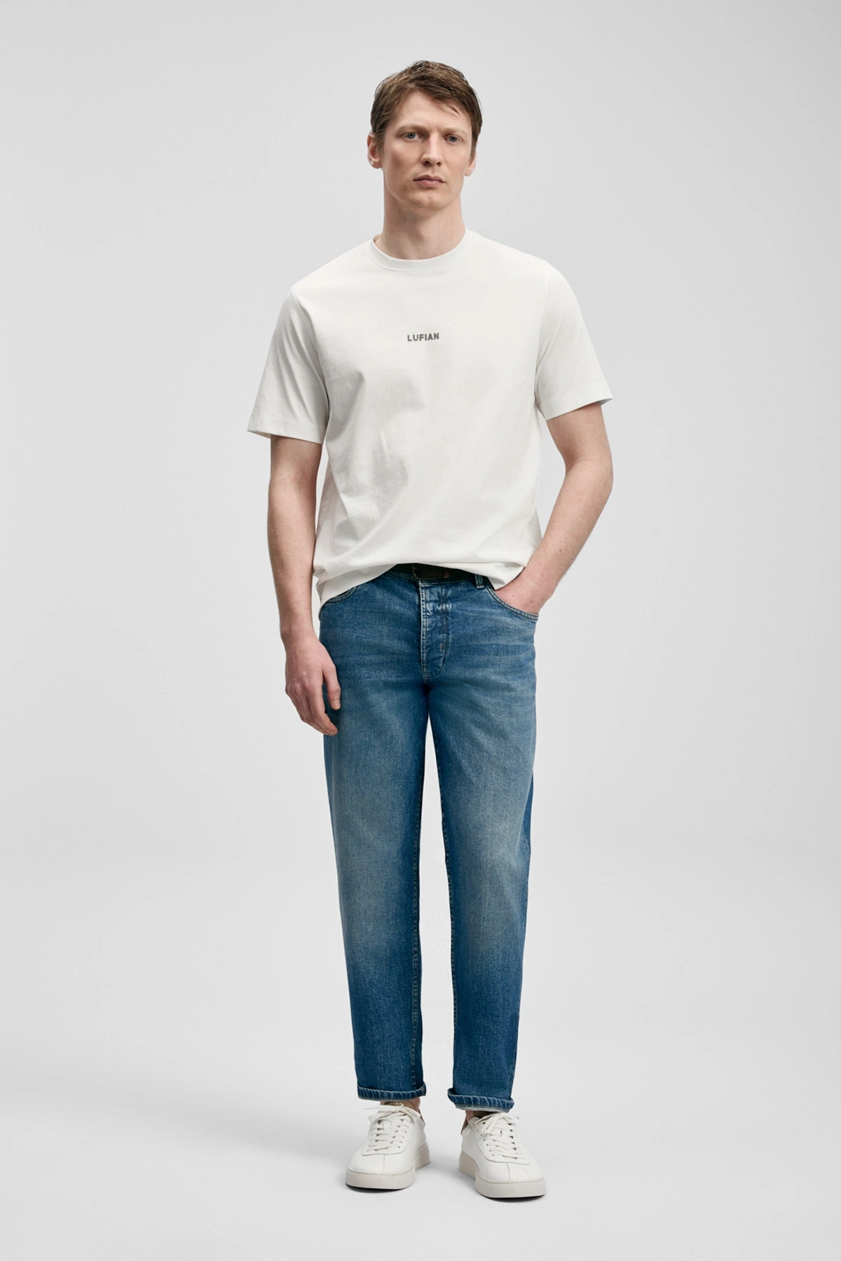 Lufian Marcus Modern Grafik T- Shirt Kırık Beyaz