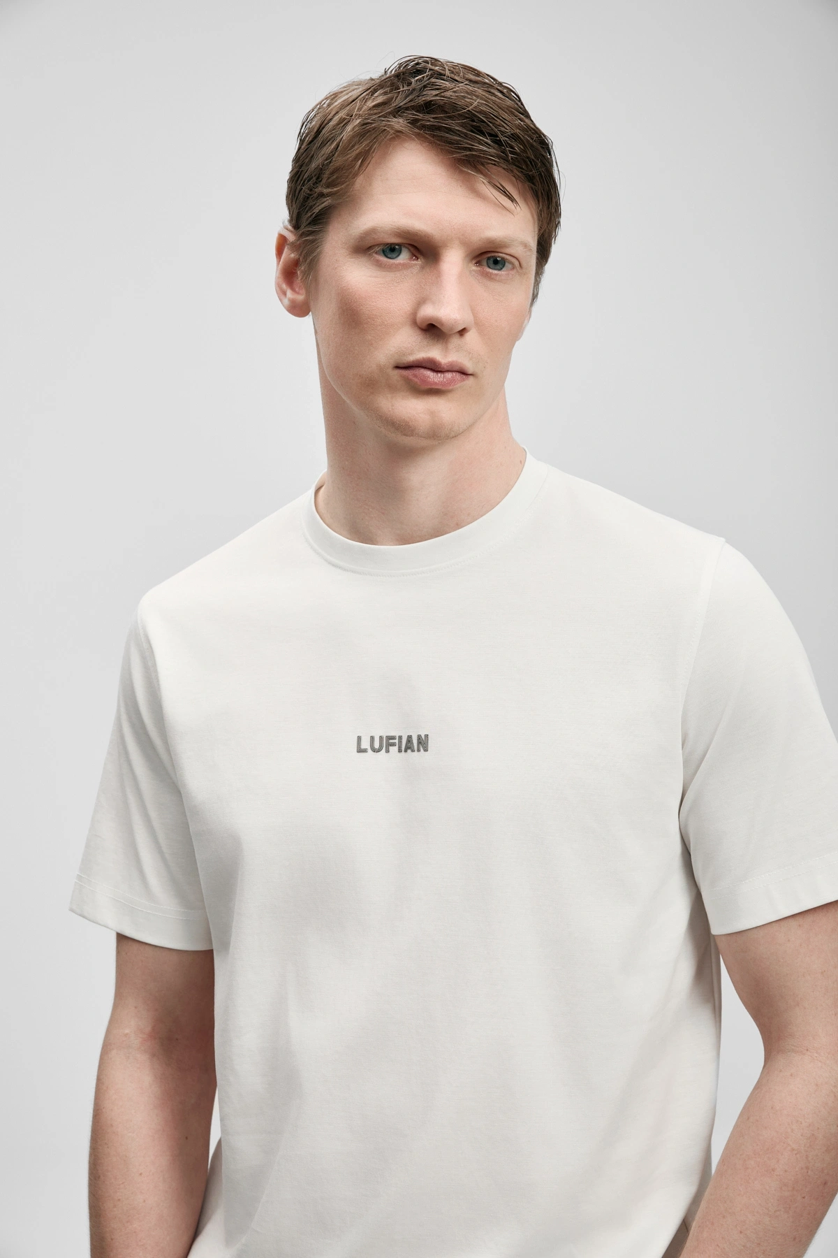 Lufian Marcus Modern Grafik T- Shirt Kırık Beyaz