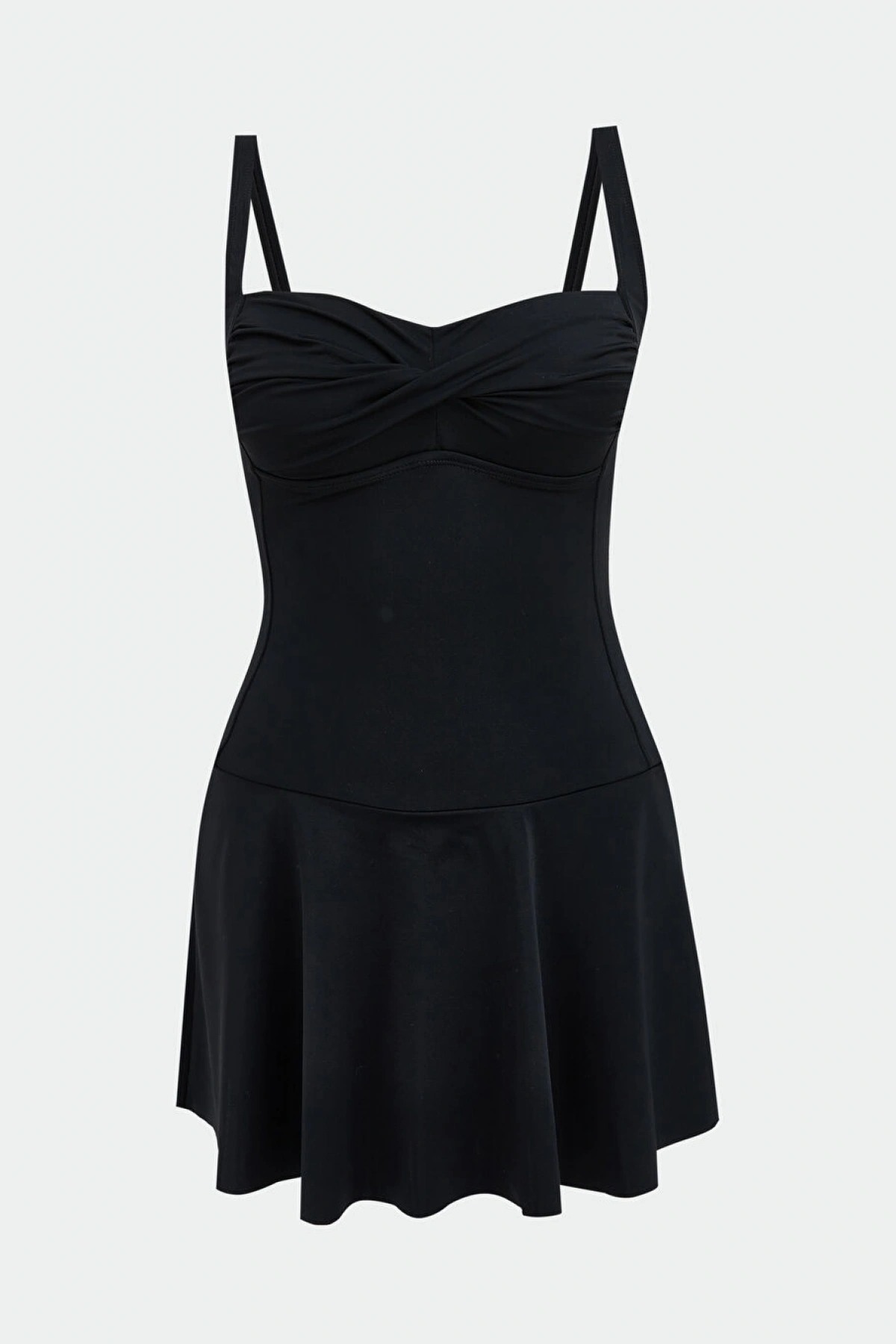 LCW DREAM Siyah Kalp Yaka Büzgü Detaylı Kadın Etekli Mayo