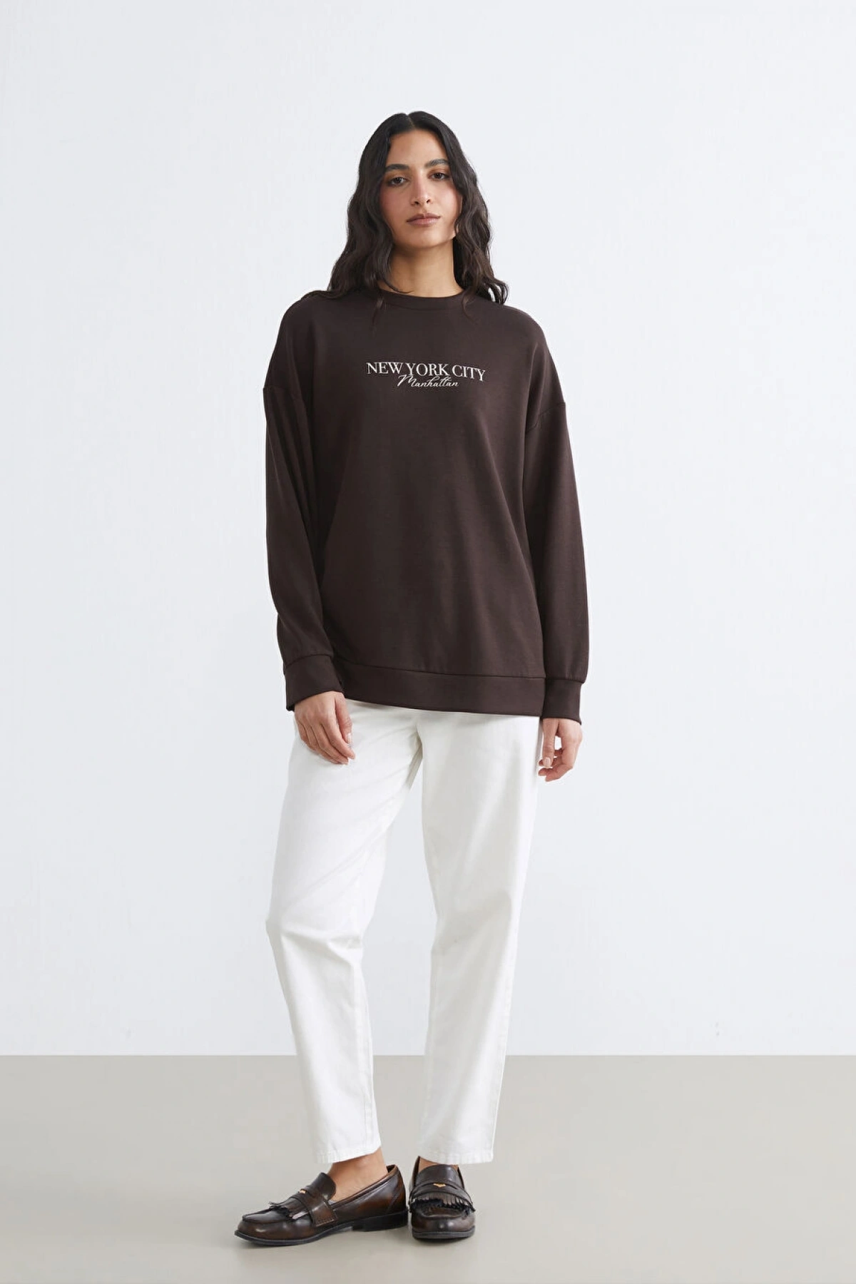 LCW Modest Ekru Beli Lastikli Kadın Pantolon