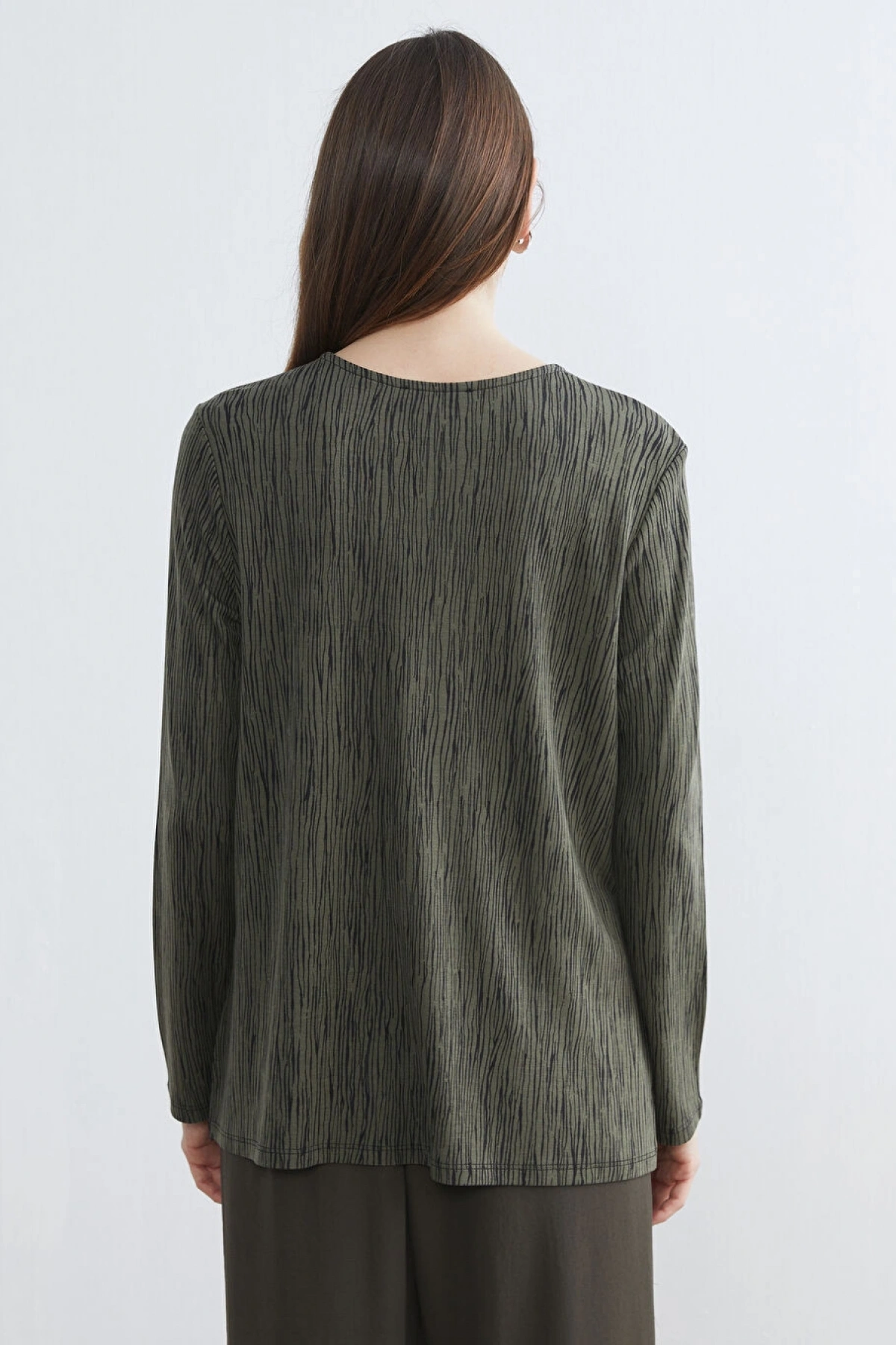 LCW Grace Yeşil Bisiklet Yaka Desenli Bluz