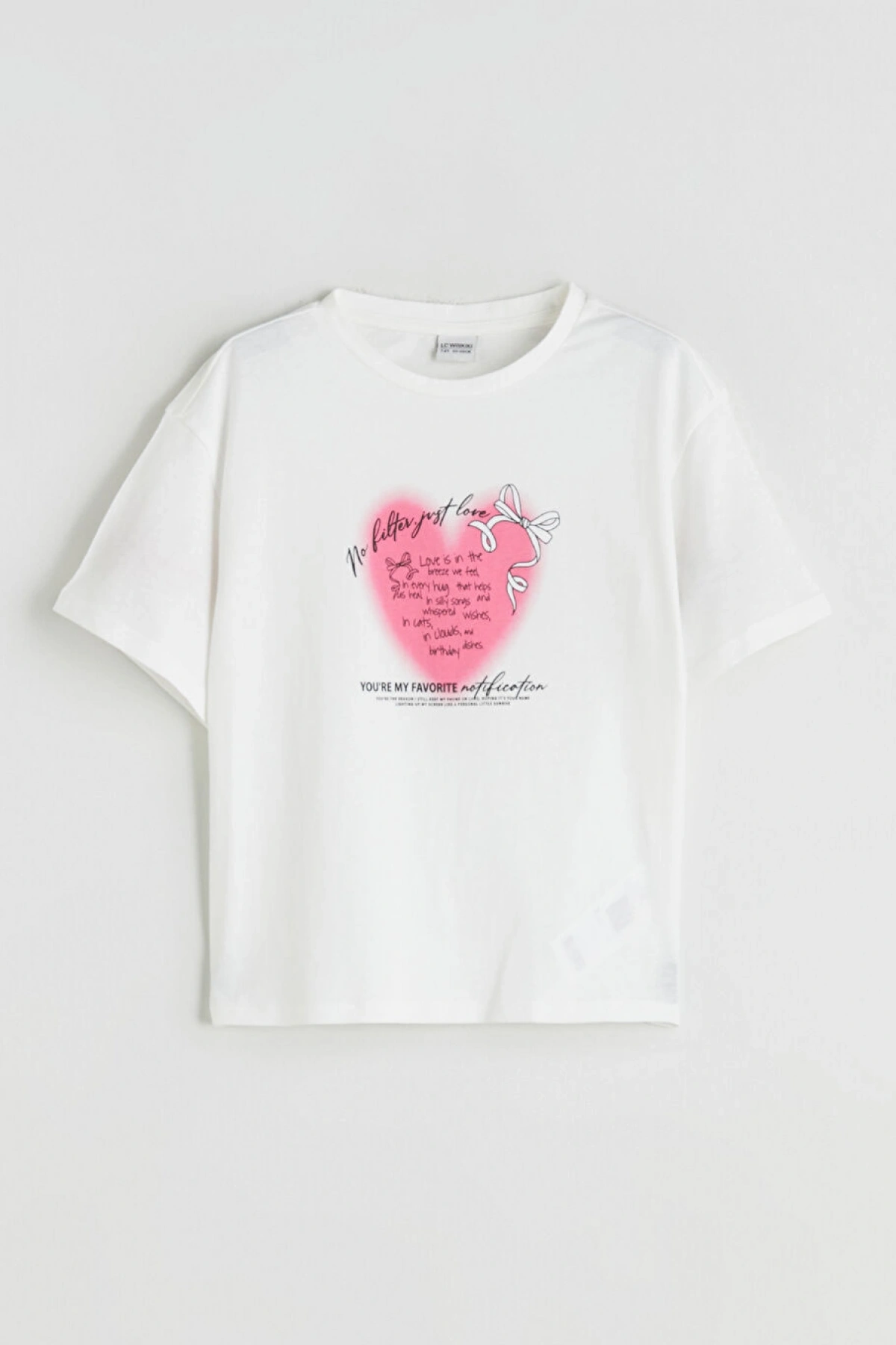 LCW Kids Ekru Nakışlı Kız Çocuk Tişört