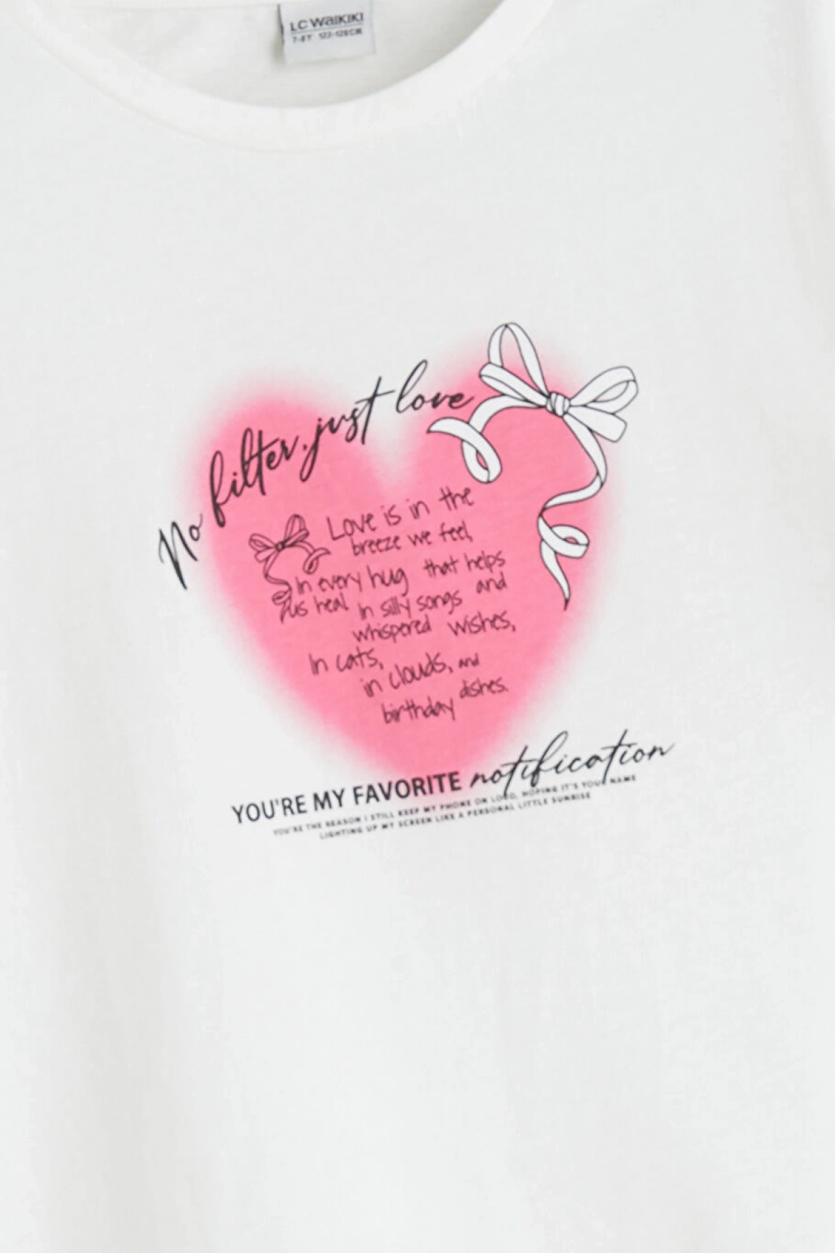 LCW Kids Ekru Nakışlı Kız Çocuk Tişört