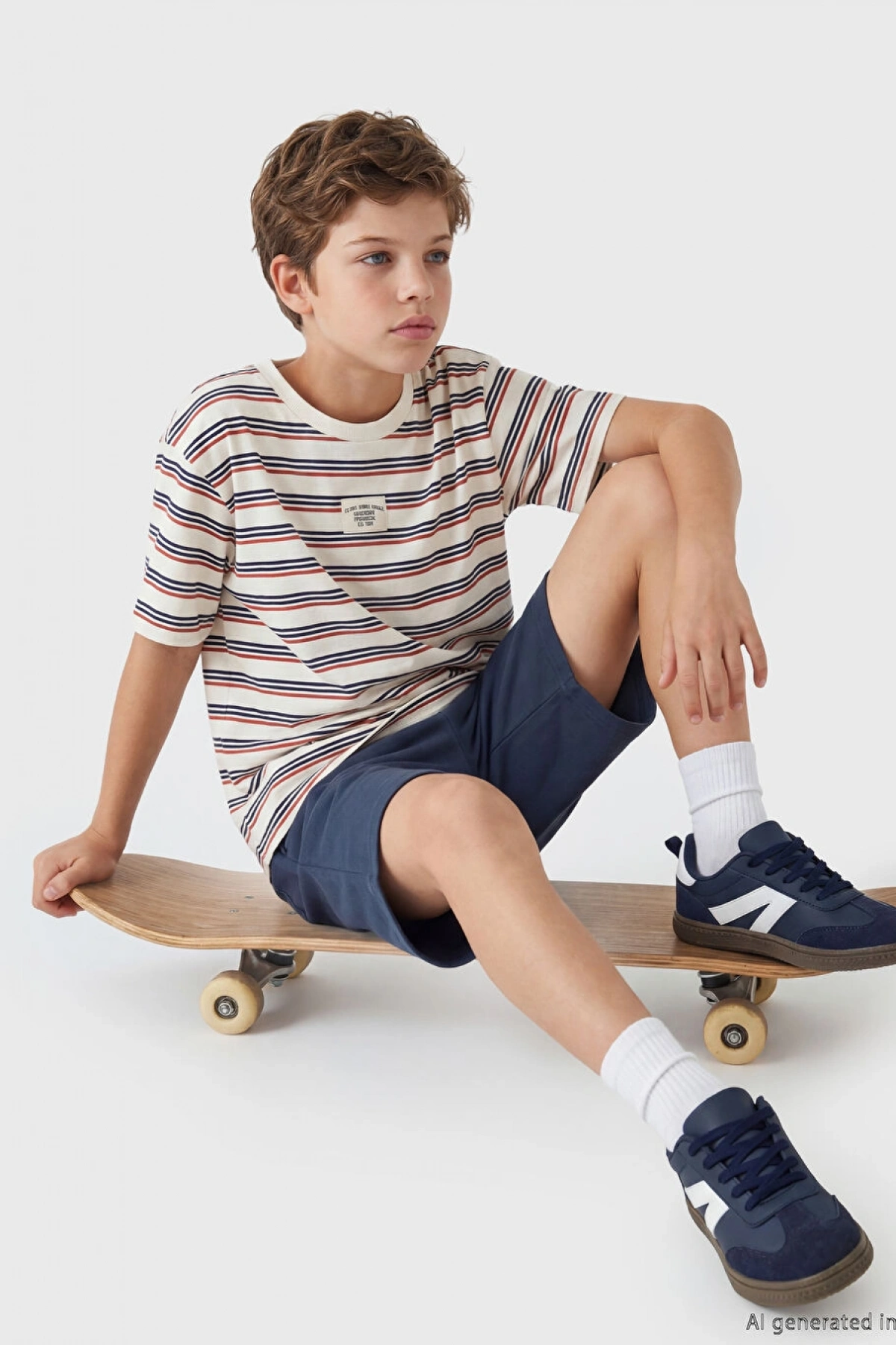 LCW Kids Turuncu Çizgili Erkek Çocuk Tişört Ve Şort