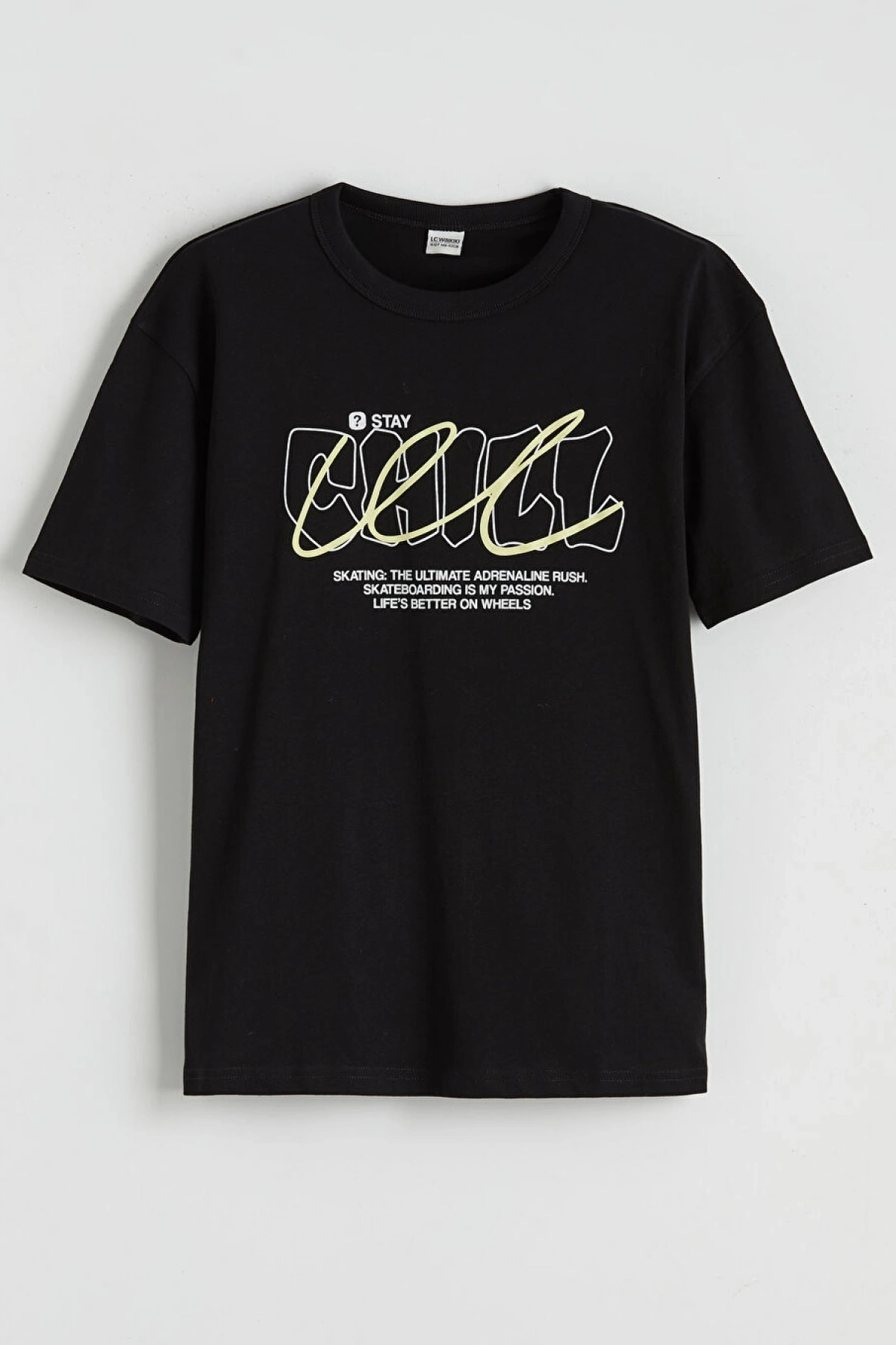 LCW Kids Siyah Baskılı Erkek Çocuk Tişört