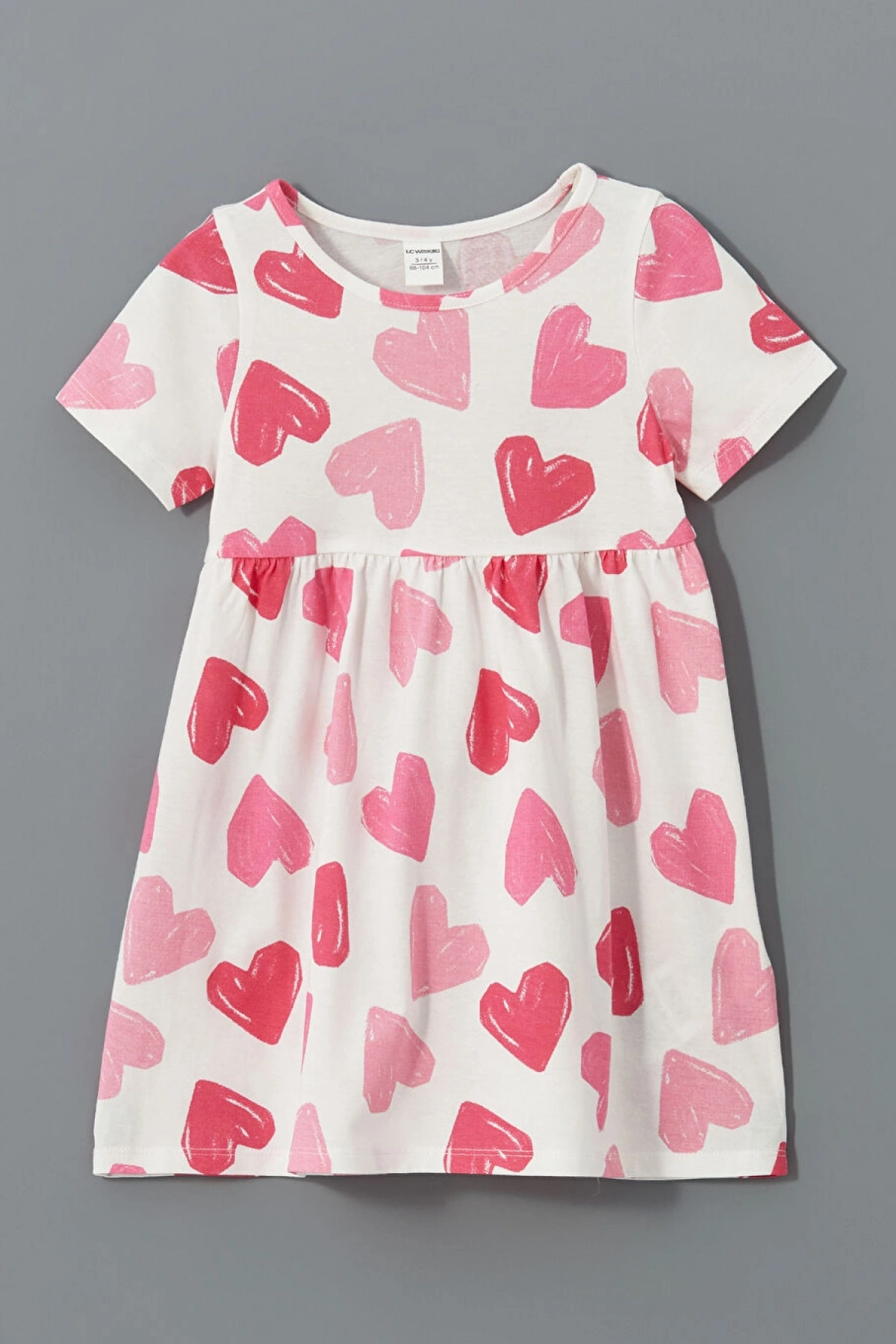 Bisiklet Yaka Baskılı Kız Çocuk Penye Elbise (S5)