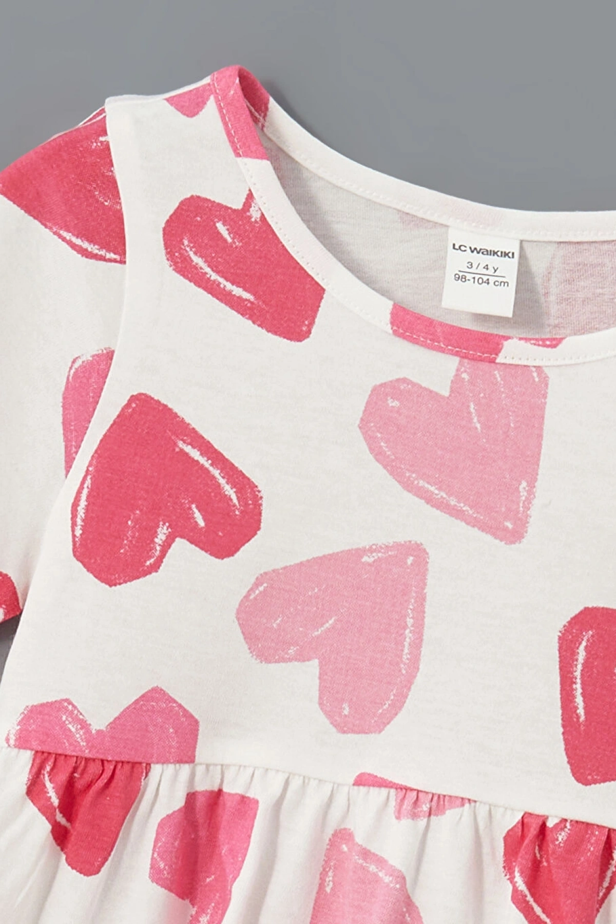 Bisiklet Yaka Baskılı Kız Çocuk Penye Elbise (S5)