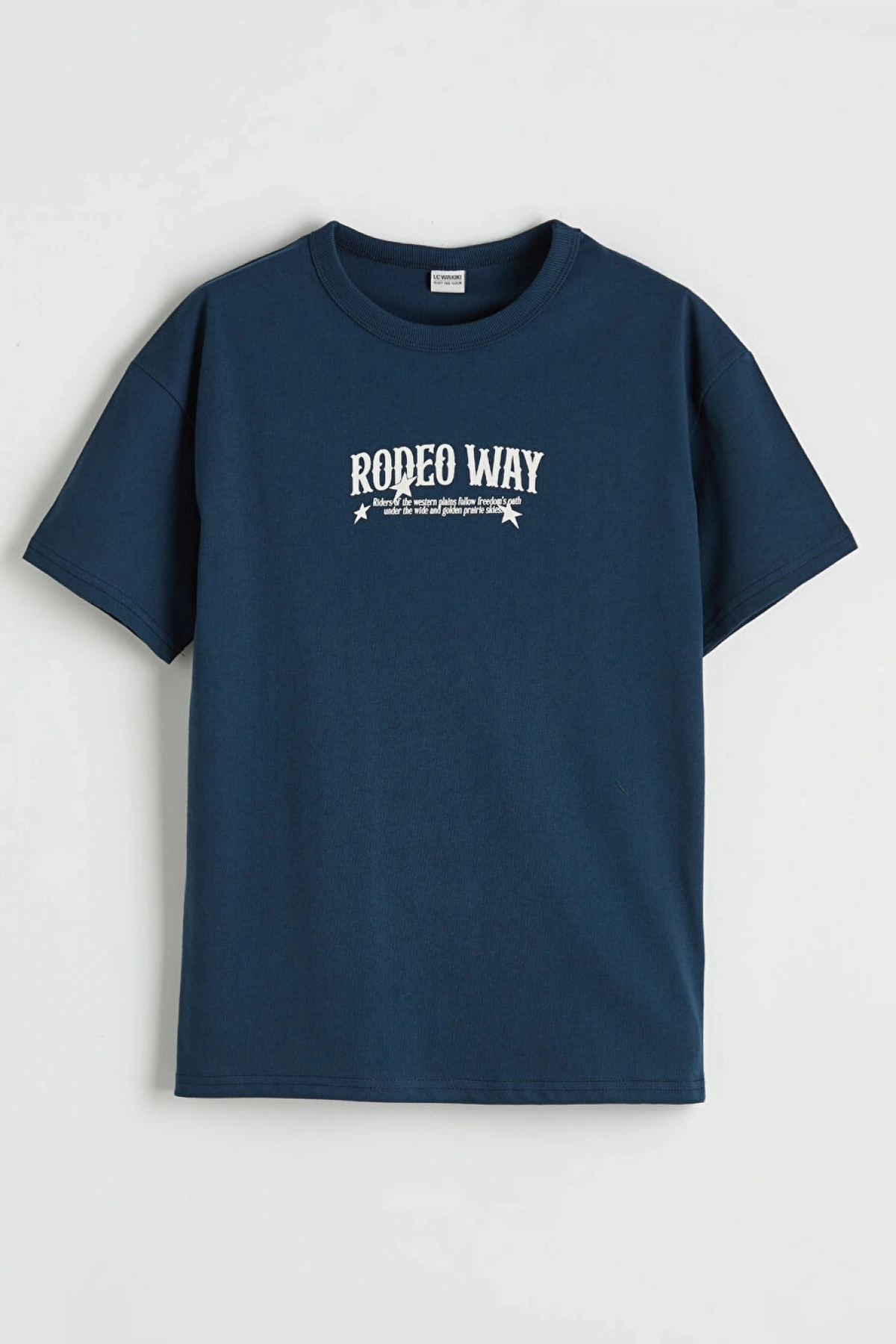 LCW Kids Petrol Bisiklet Yaka Baskılı Erkek Çocuk Tişört