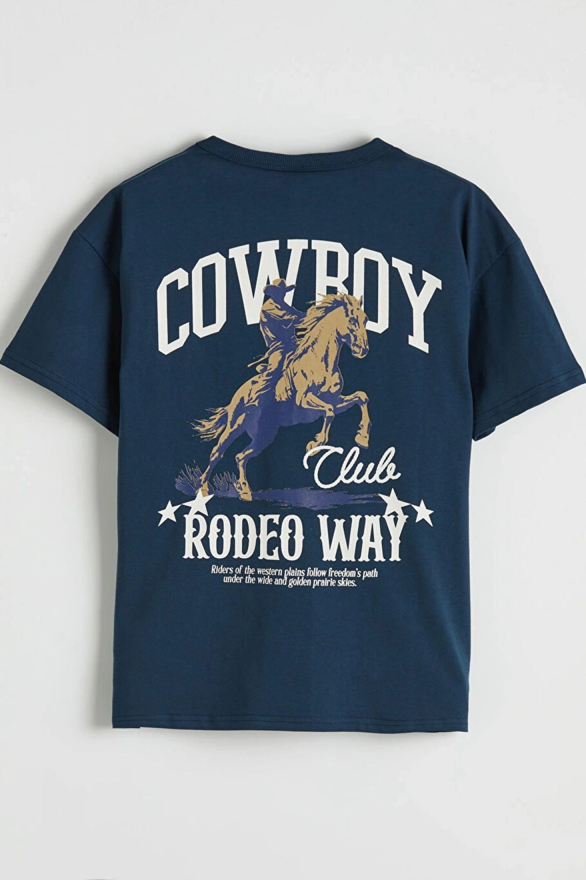 LCW Kids Petrol Bisiklet Yaka Baskılı Erkek Çocuk Tişört