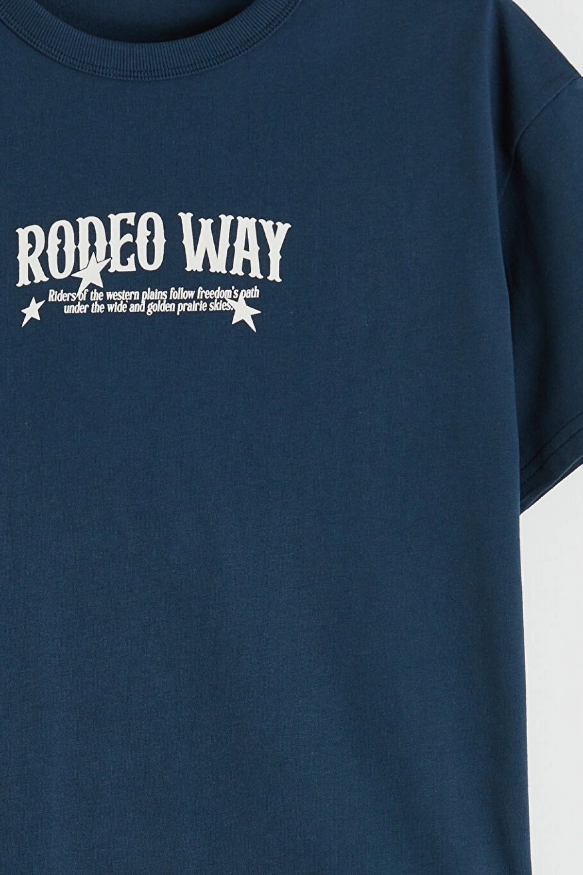 LCW Kids Petrol Bisiklet Yaka Baskılı Erkek Çocuk Tişört