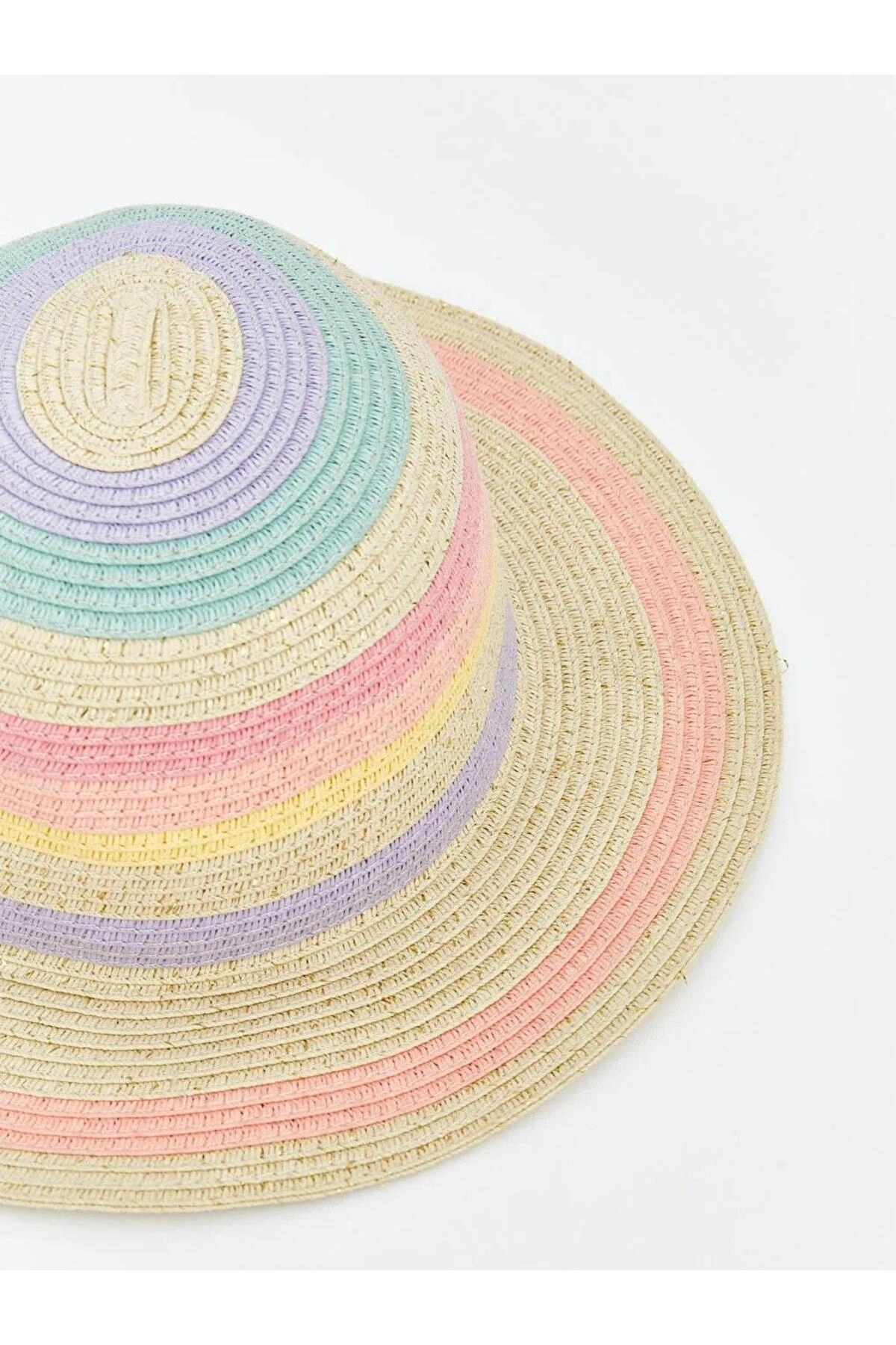 LCW ACCESSORIES Bej Renk Bloklu Kız Bebek Hasır Fötr Şapka