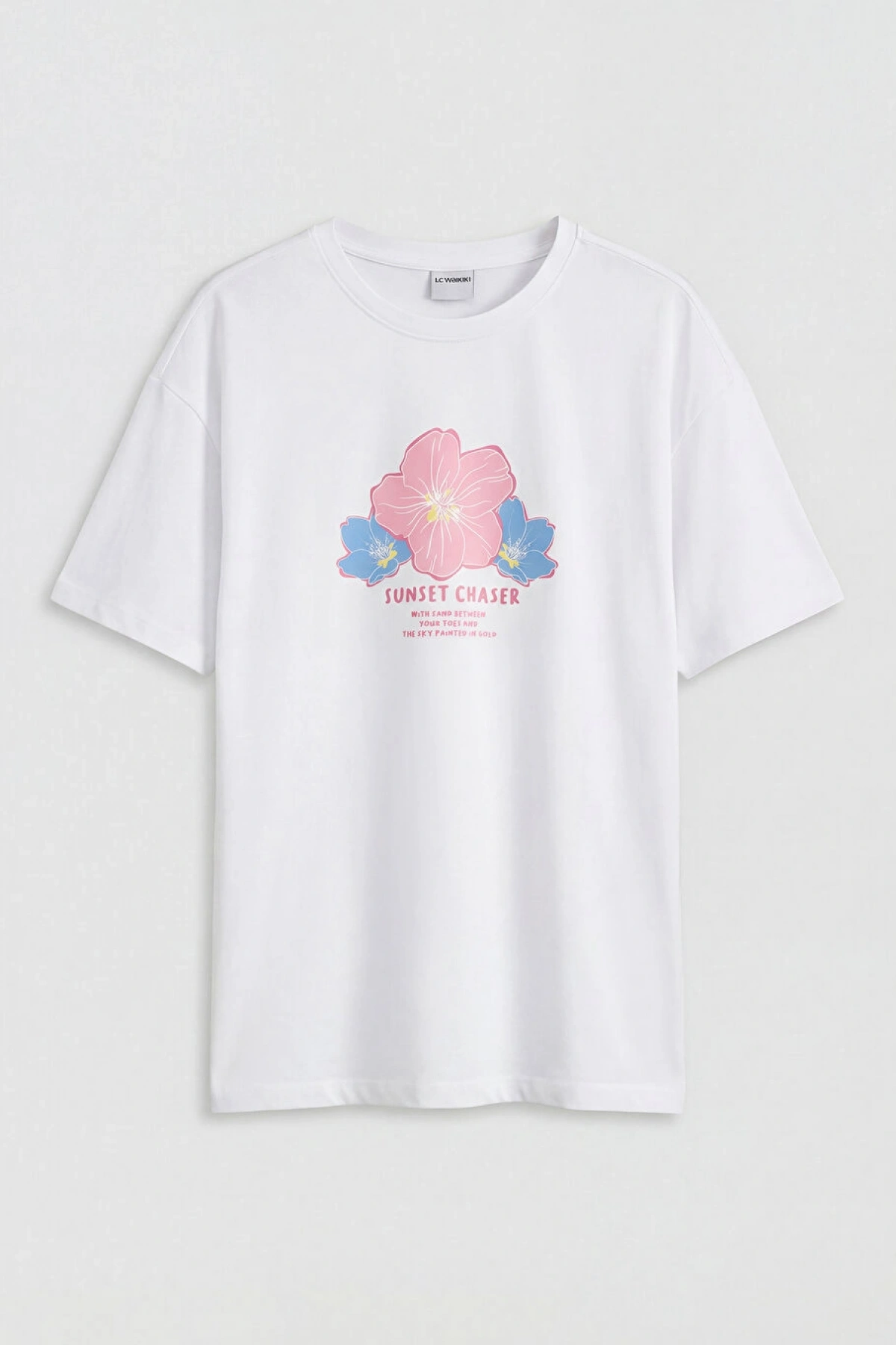 LCW Kids Pembe Bisiklet Yaka Baskılı Kız Çocuk Tişört 2li