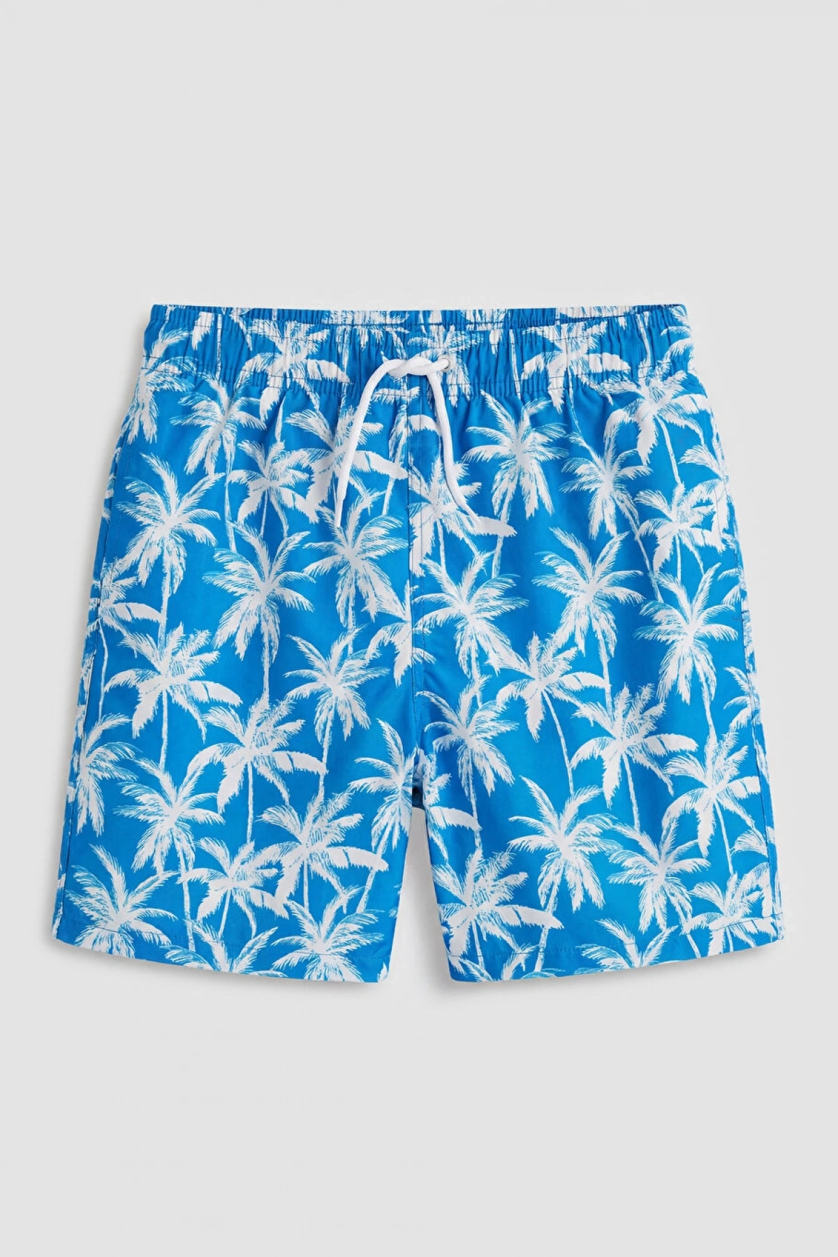 CW Kids Mavi Palmiye Desenli Erkek Çocuk Deniz Şortu