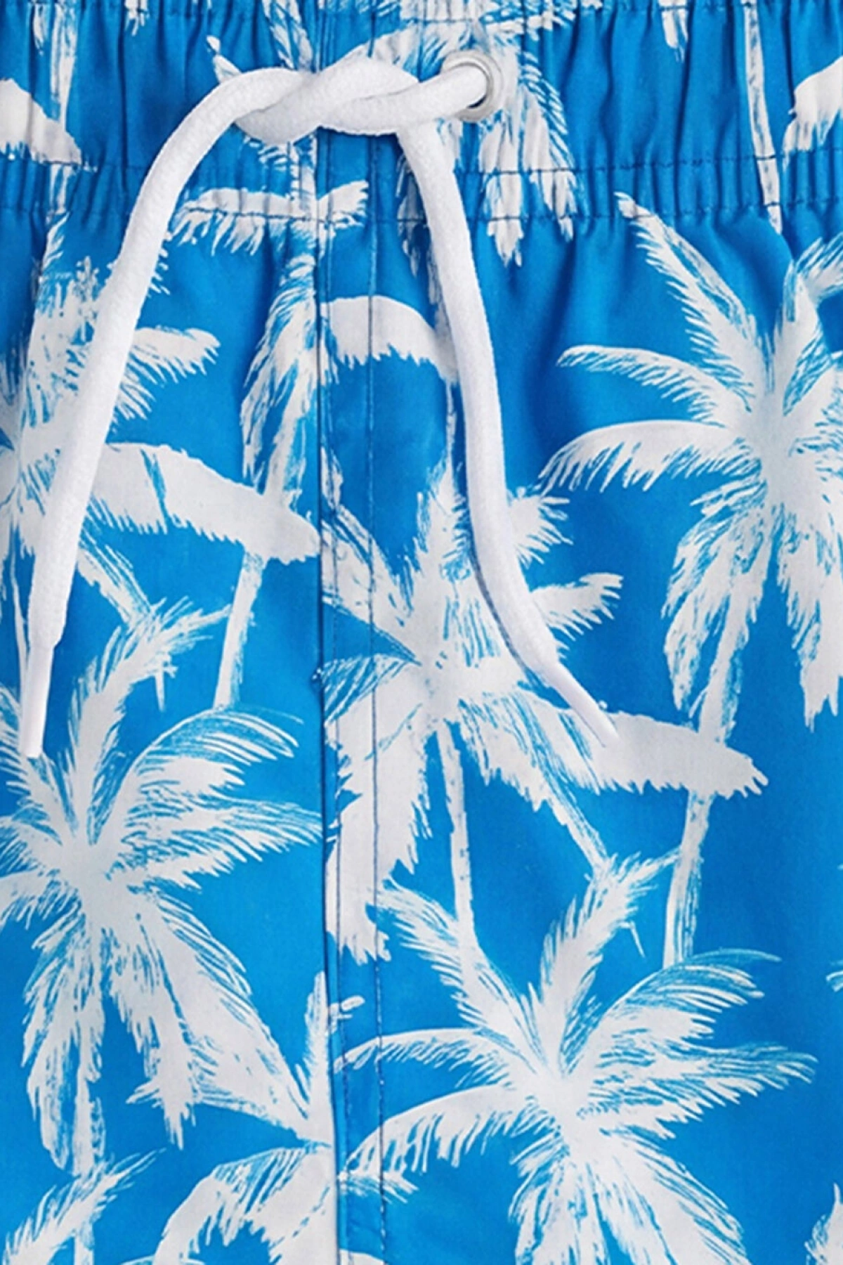 CW Kids Mavi Palmiye Desenli Erkek Çocuk Deniz Şortu