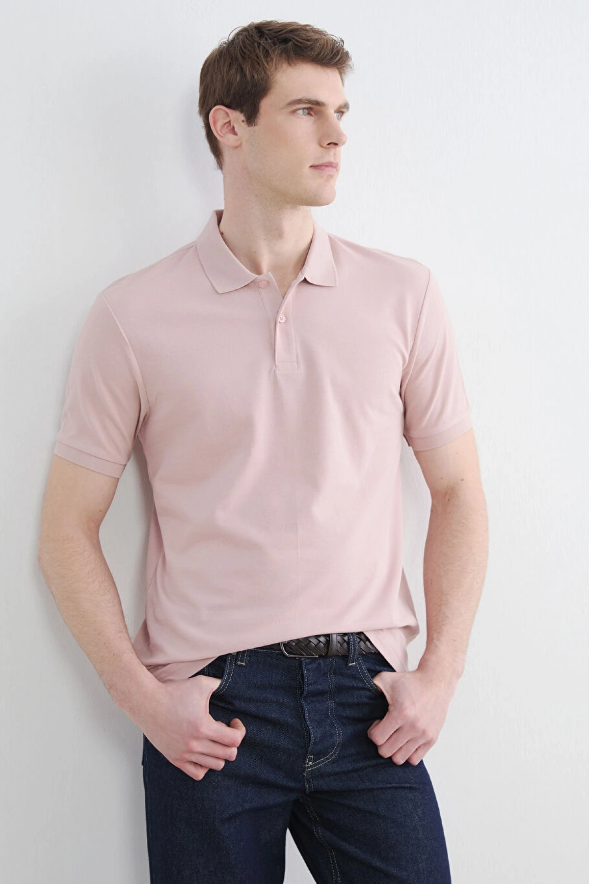 LCWAIKIKI Classic Pembe Polo Yaka Pike Erkek Tişört