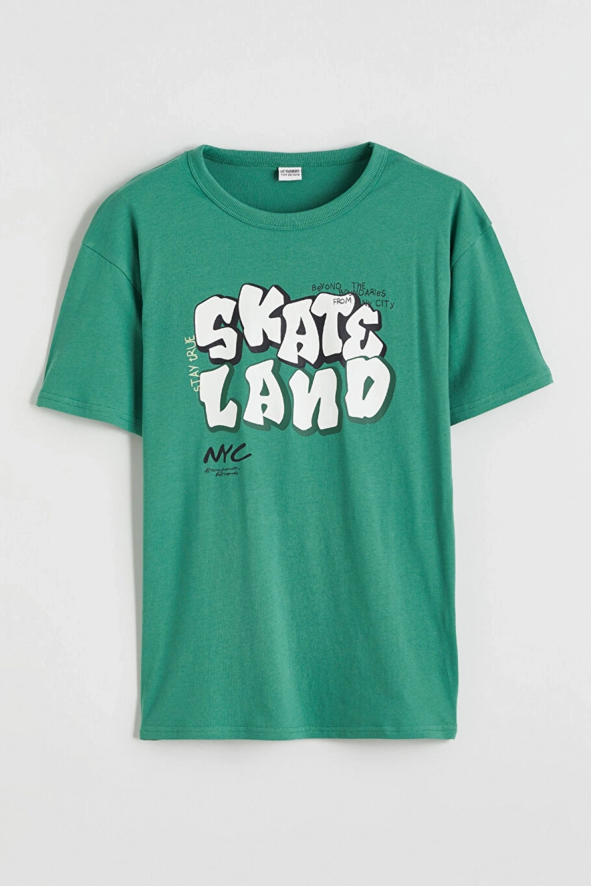 LCW Kids Yeşil Baskılı Erkek Çocuk Tişört