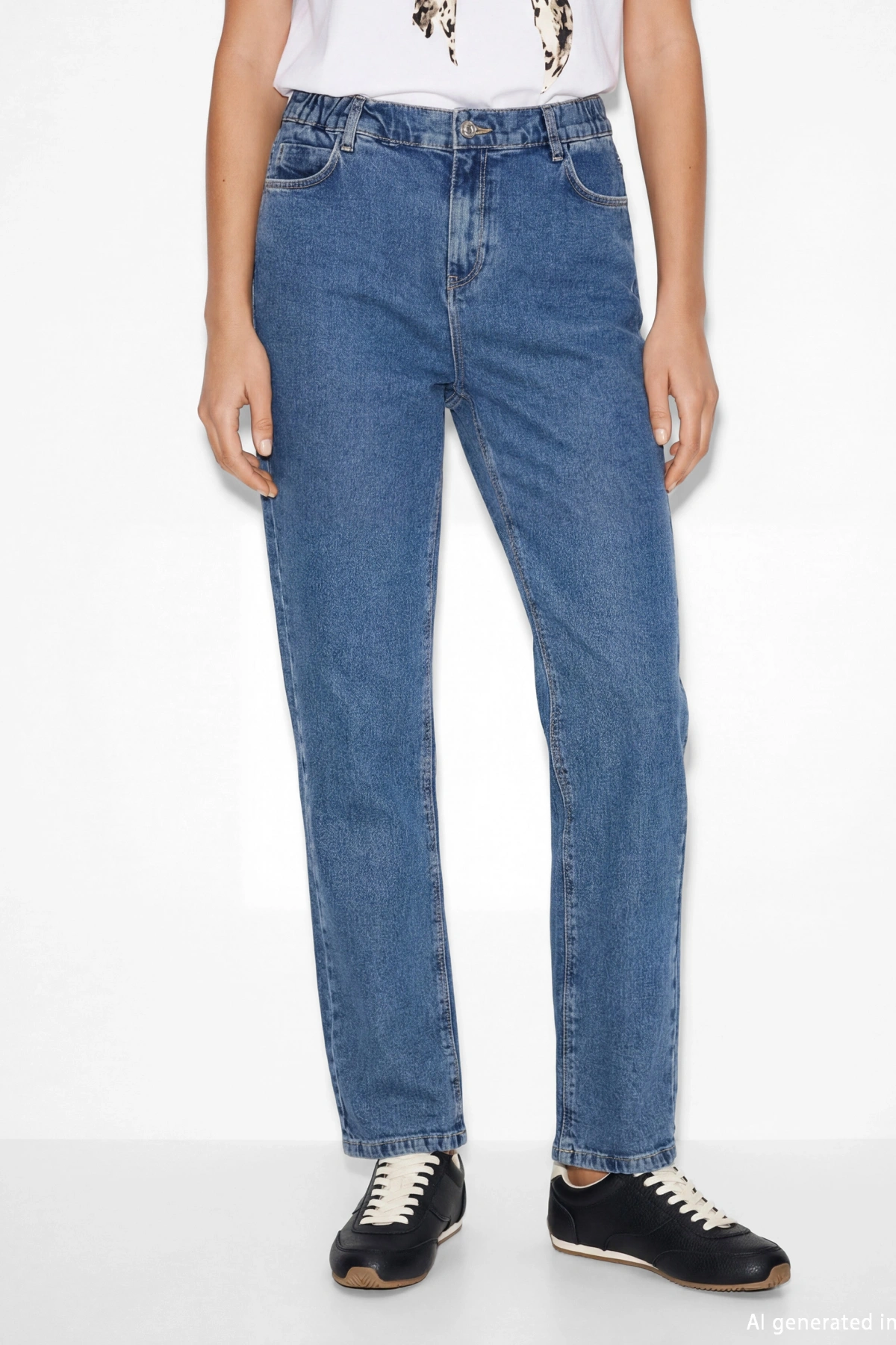 LCWAIKIKI Classic Indigo Beli Lastikli Straight Fit Kadın Jean Pantolon