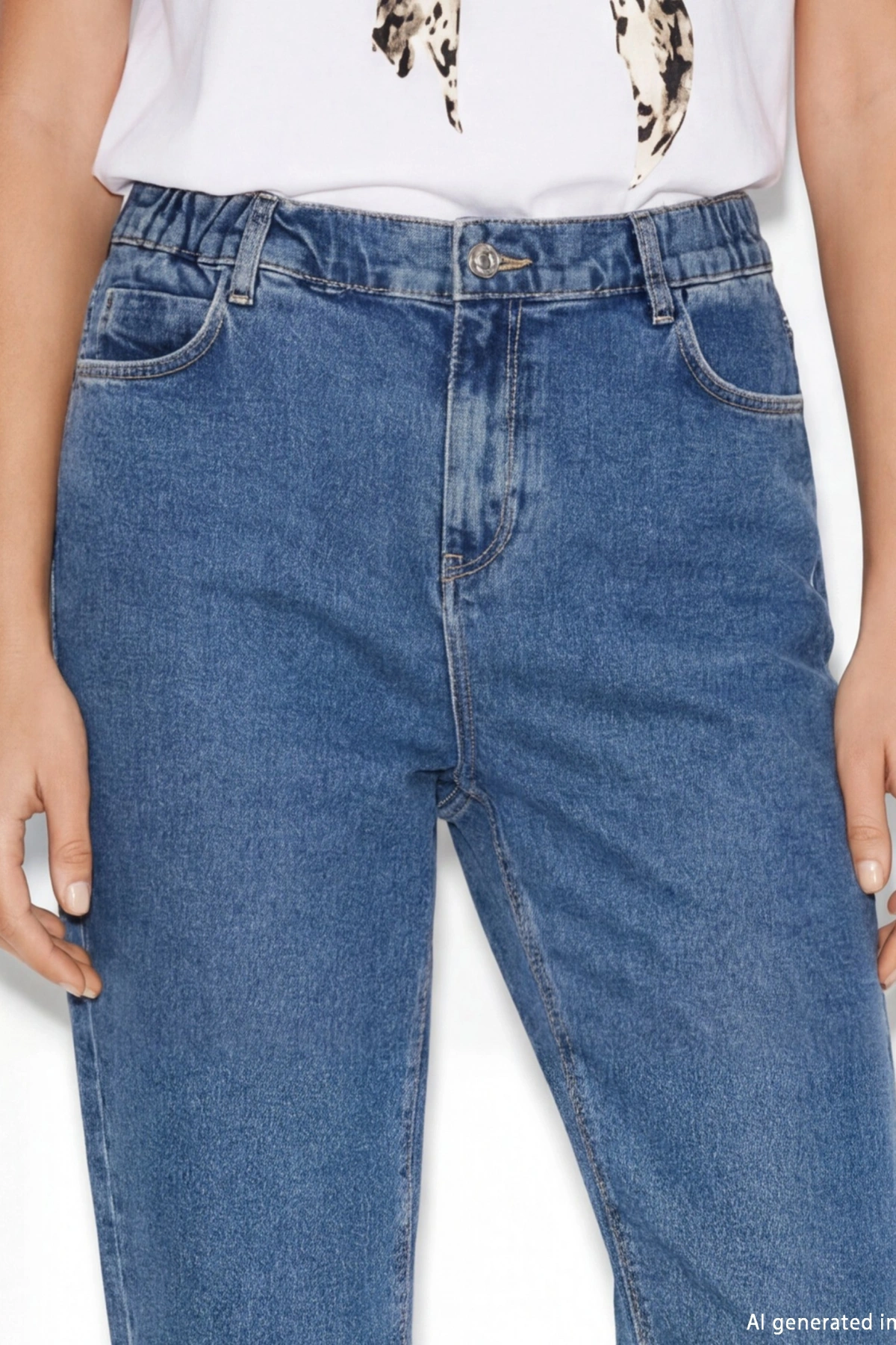 LCWAIKIKI Classic Indigo Beli Lastikli Straight Fit Kadın Jean Pantolon