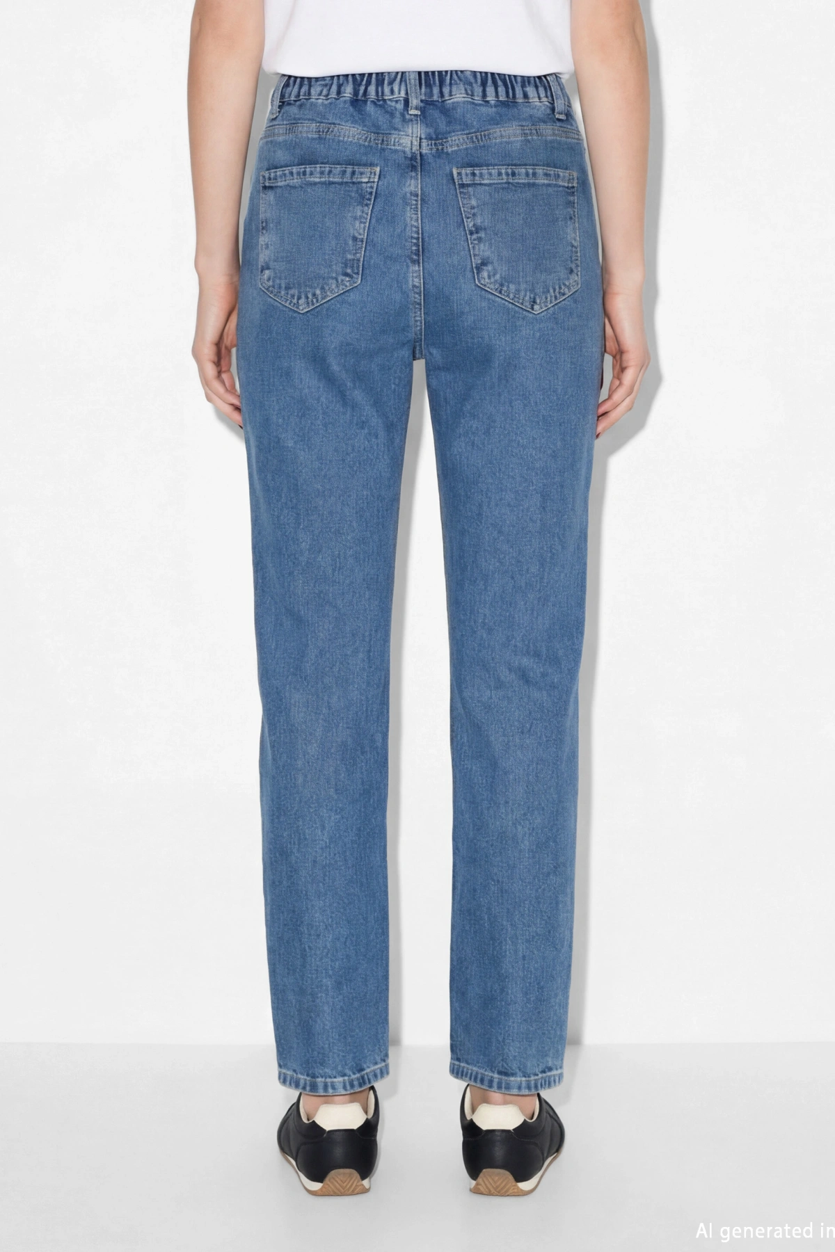 LCWAIKIKI Classic Indigo Beli Lastikli Straight Fit Kadın Jean Pantolon