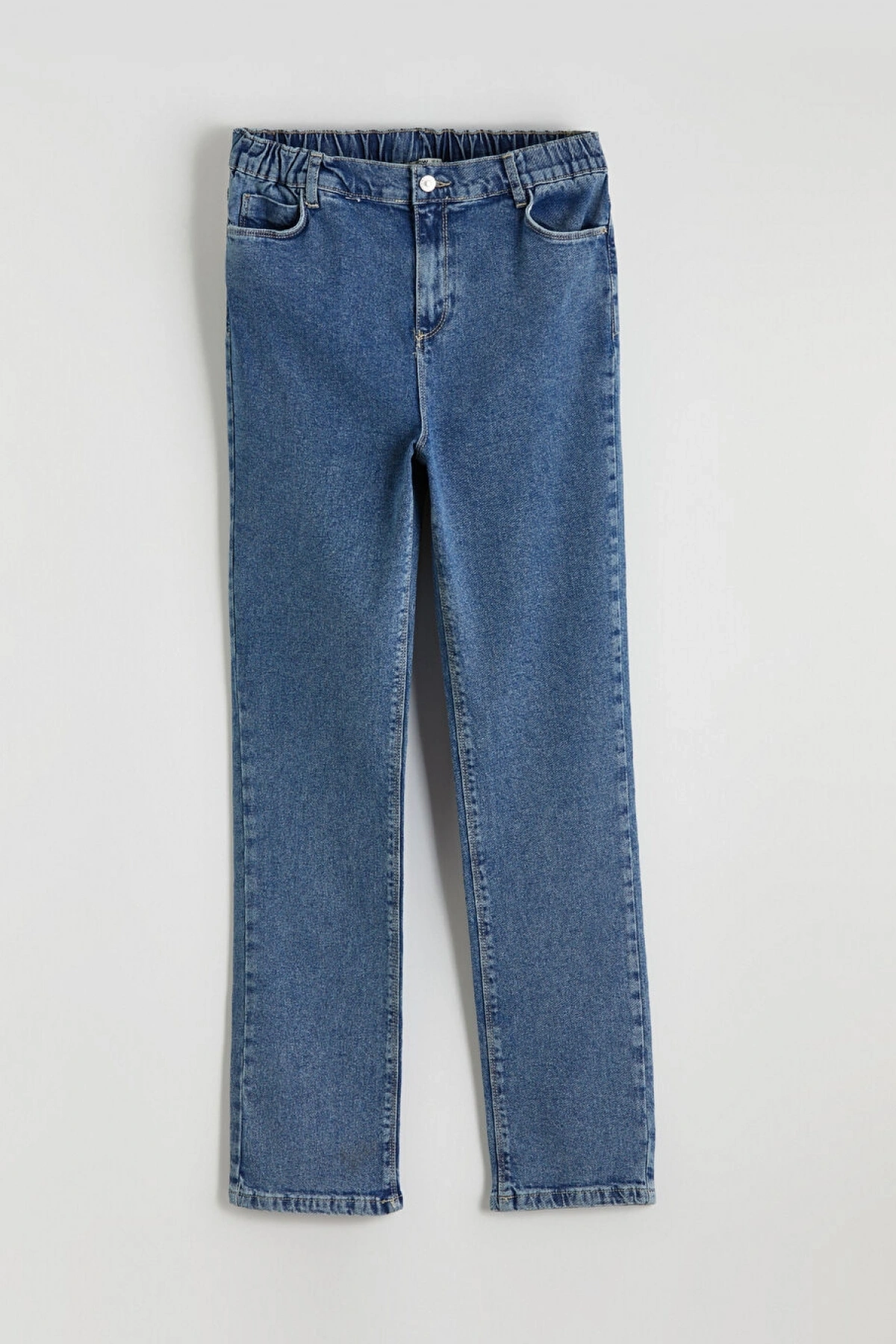 LCWAIKIKI Classic Indigo Beli Lastikli Straight Fit Kadın Jean Pantolon