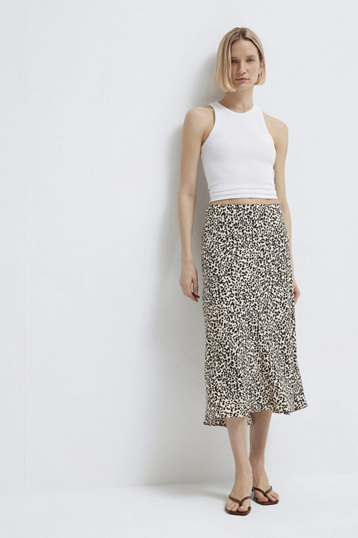 MAVİ Baskılı Ekru Midi Etek