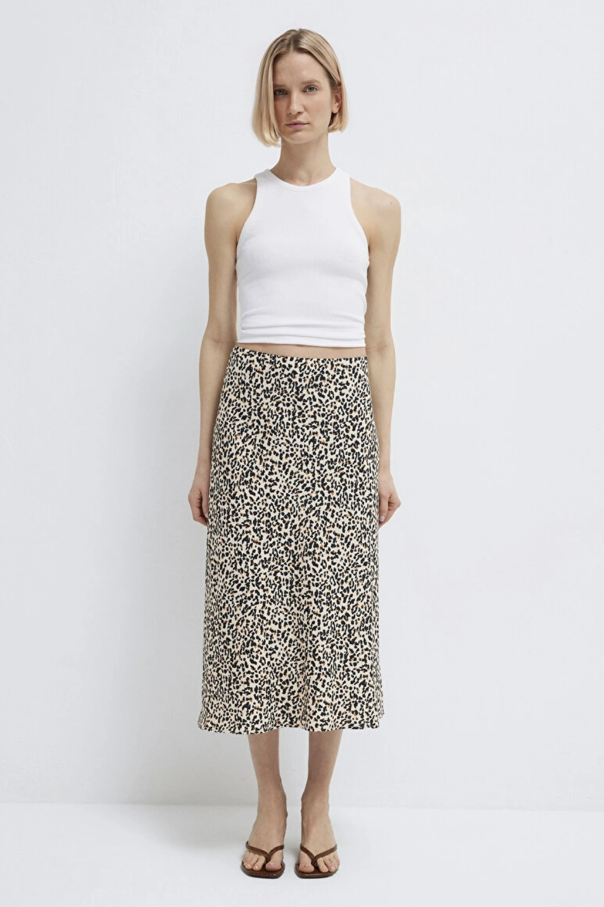 MAVİ Baskılı Ekru Midi Etek