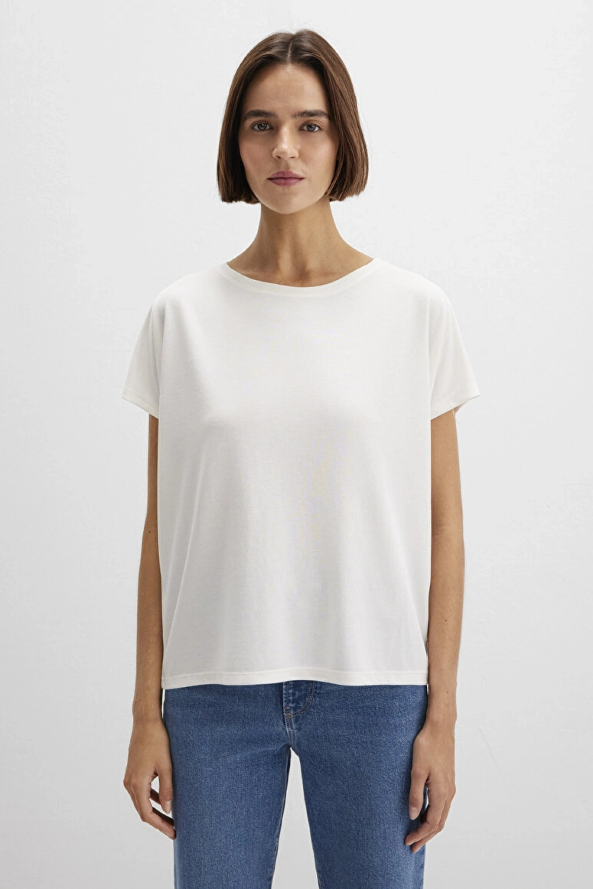 MAVİ Soft-Premium Ekru (TENCEL™) Modal Karışımlı Basic Tişört