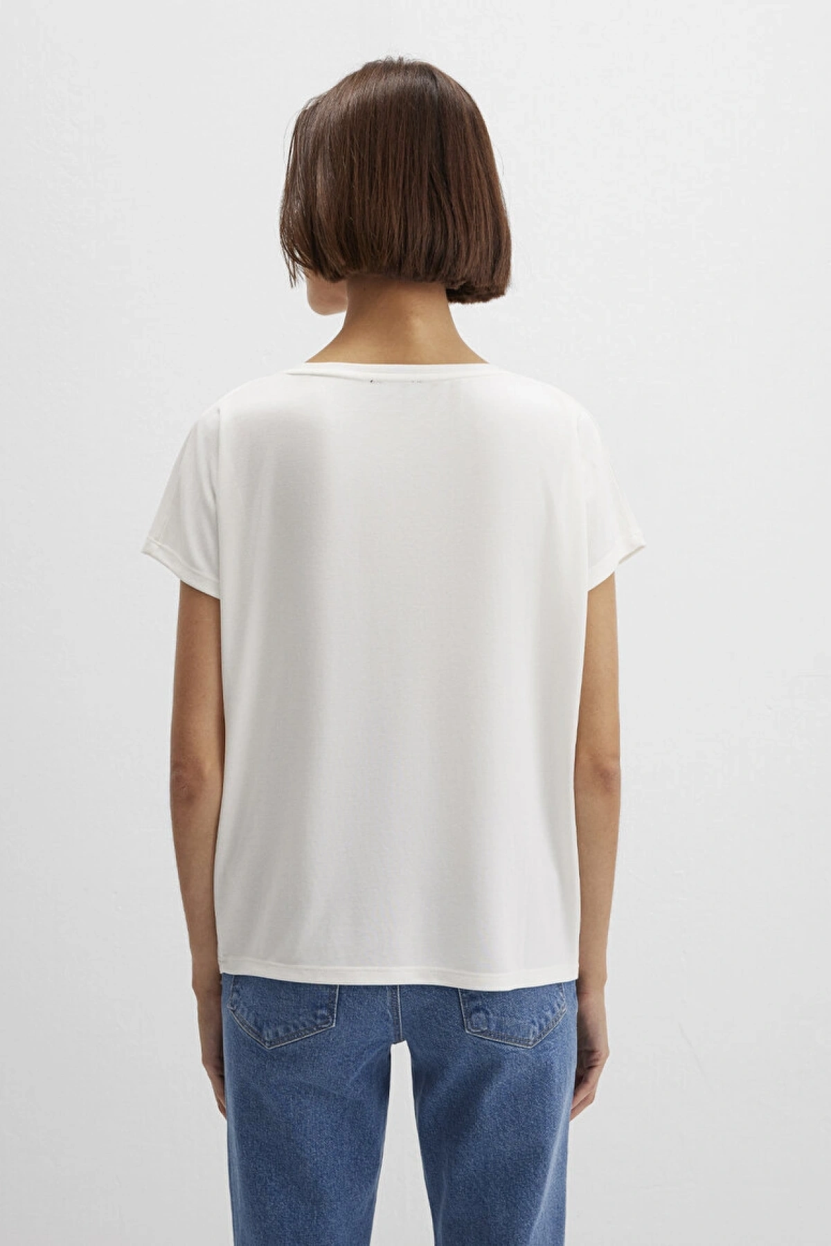 MAVİ Soft-Premium Ekru (TENCEL™) Modal Karışımlı Basic Tişört