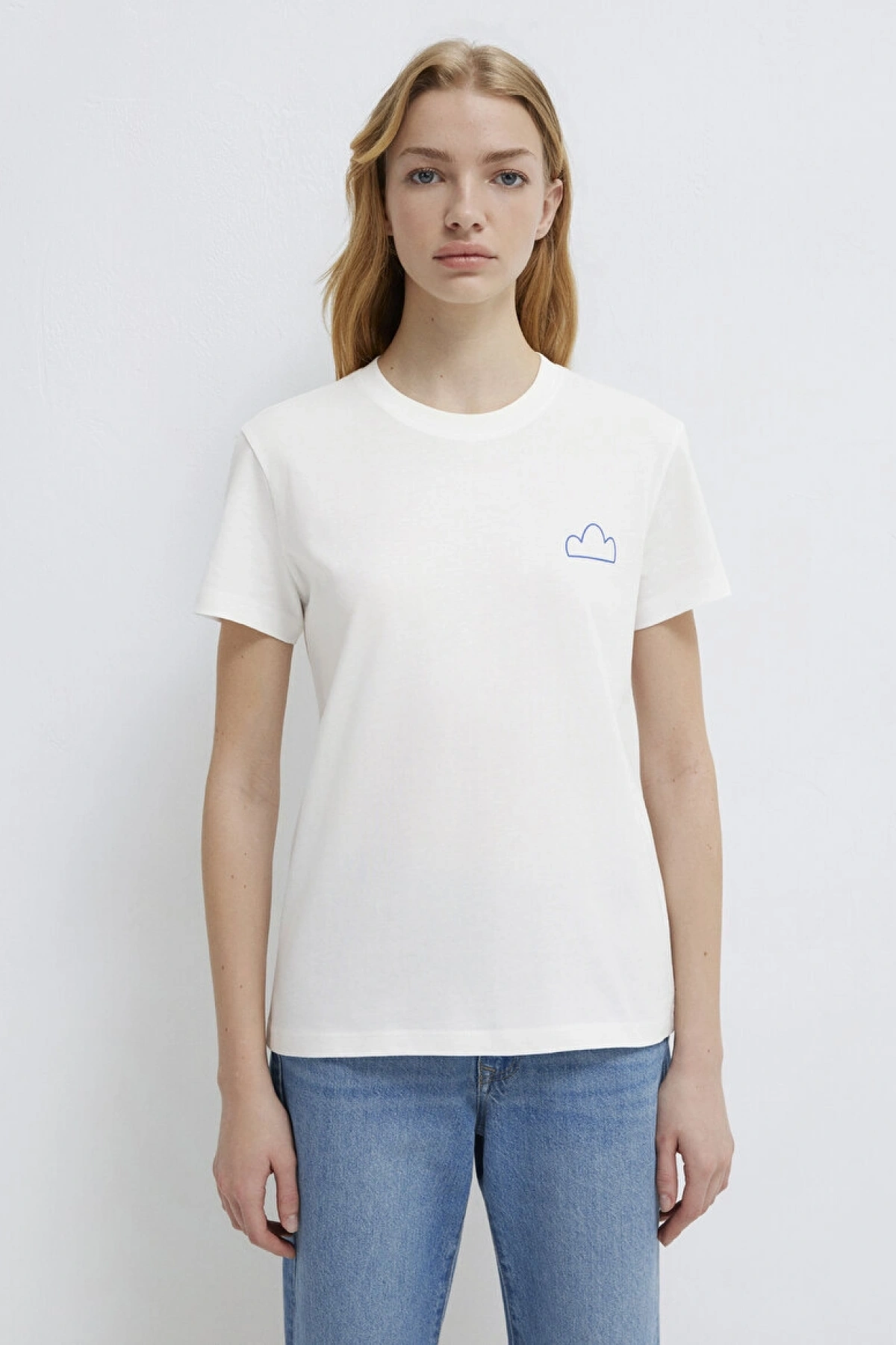 MAVİ KADIN BASKILI TİŞÖRT Kırık Beyaz