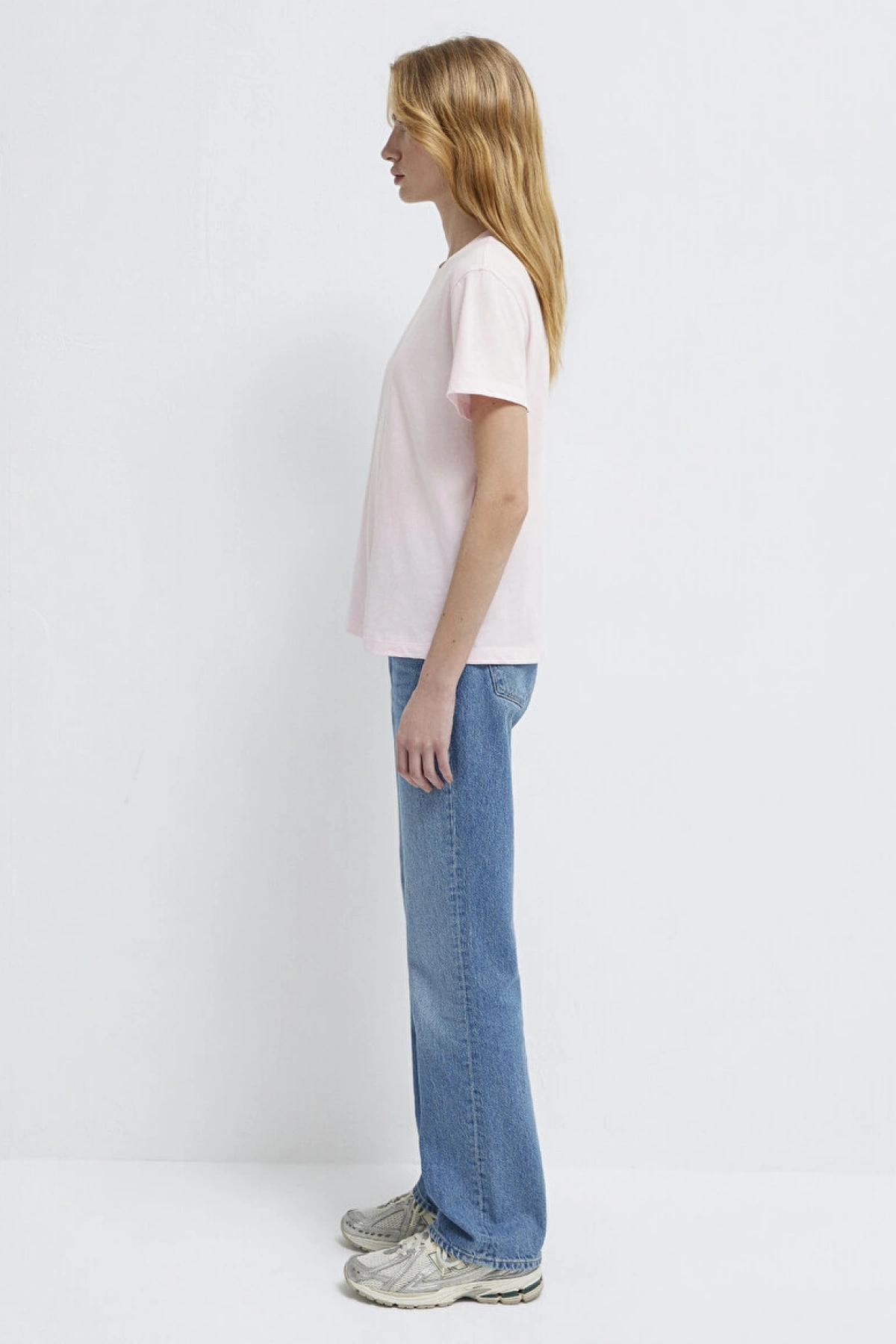 Mavi Logo Baskılı Pembe Tişört