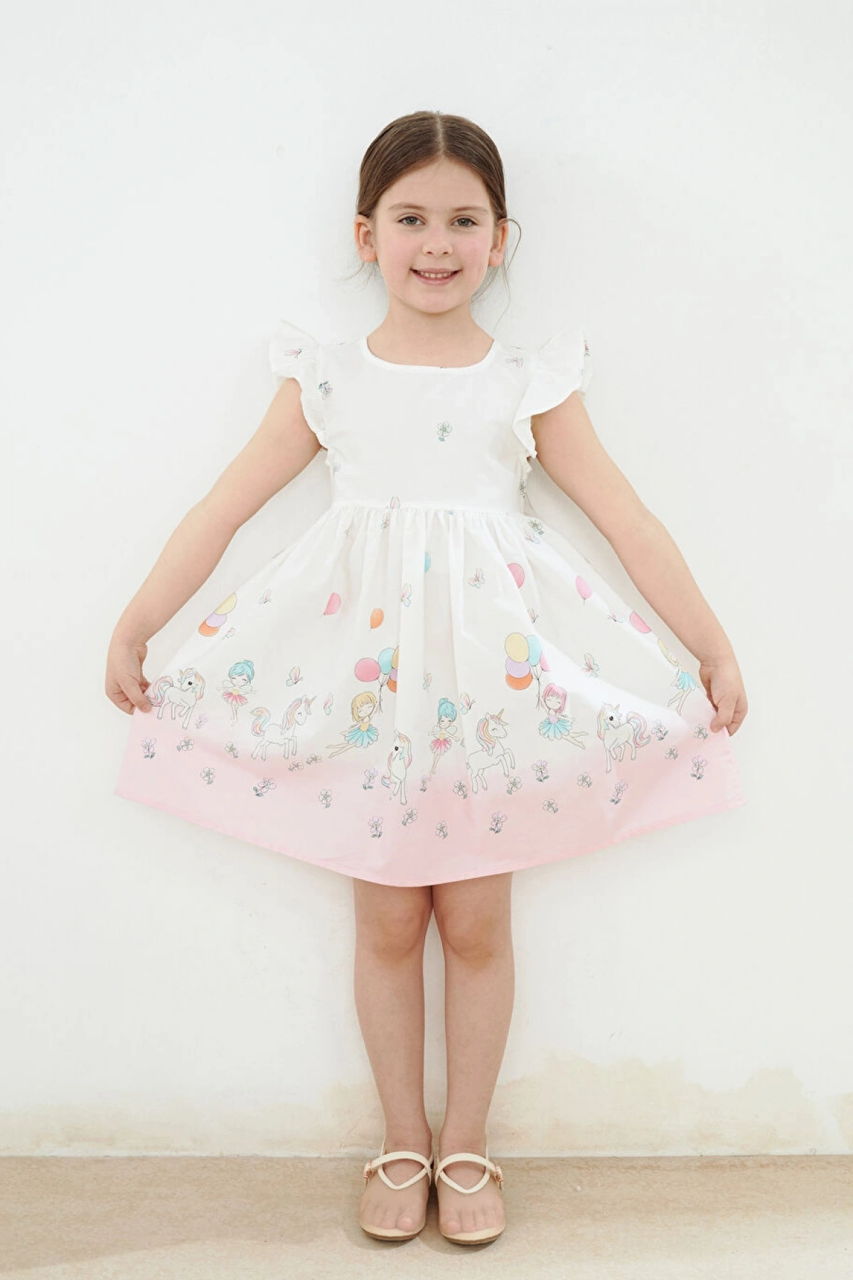 Bisiklet Yaka Poplin Kız Çocuk Elbise (S5)