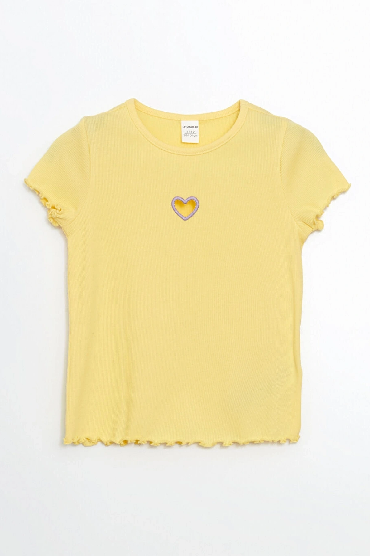 LCW Kids Bisiklet Yaka Nakışlı Kaşkorse Kız Bebek Tişört