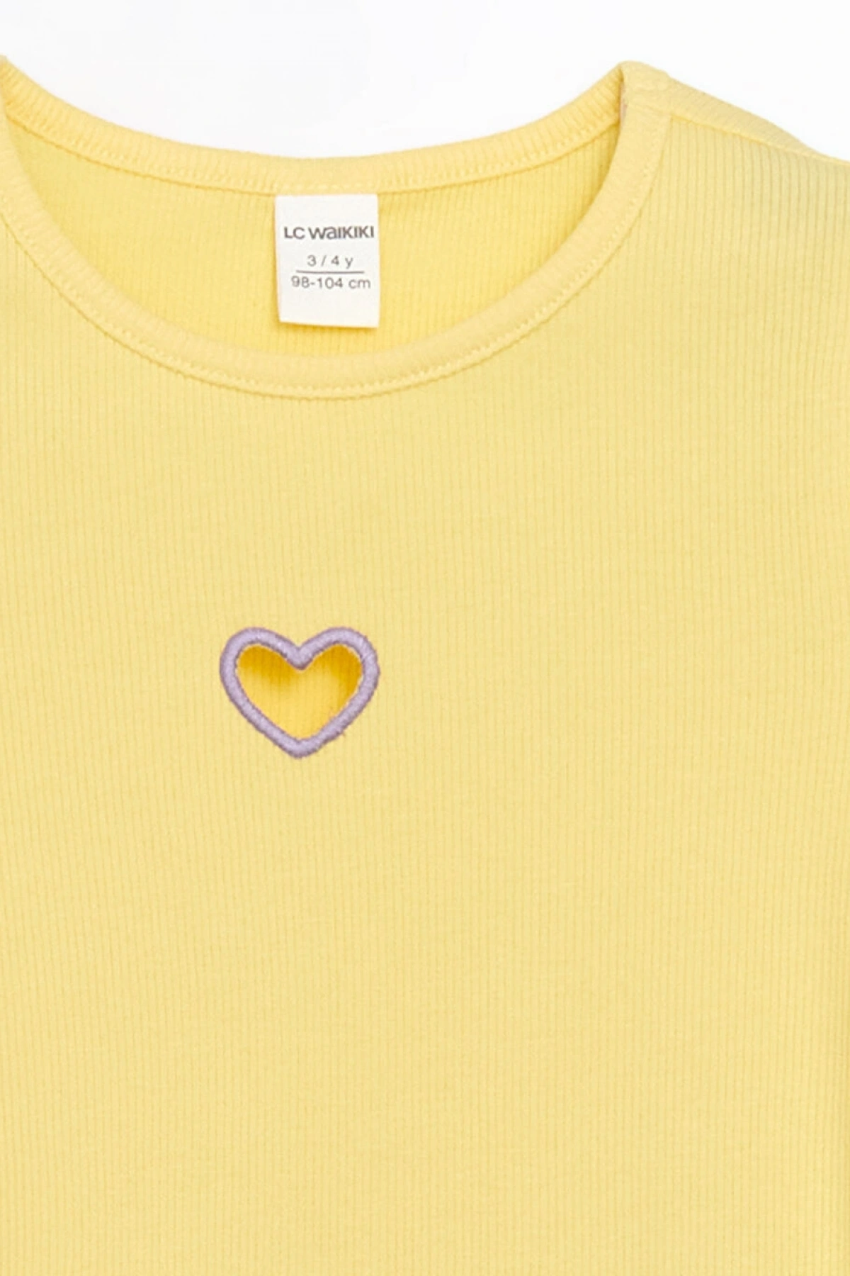 LCW Kids Bisiklet Yaka Nakışlı Kaşkorse Kız Bebek Tişört