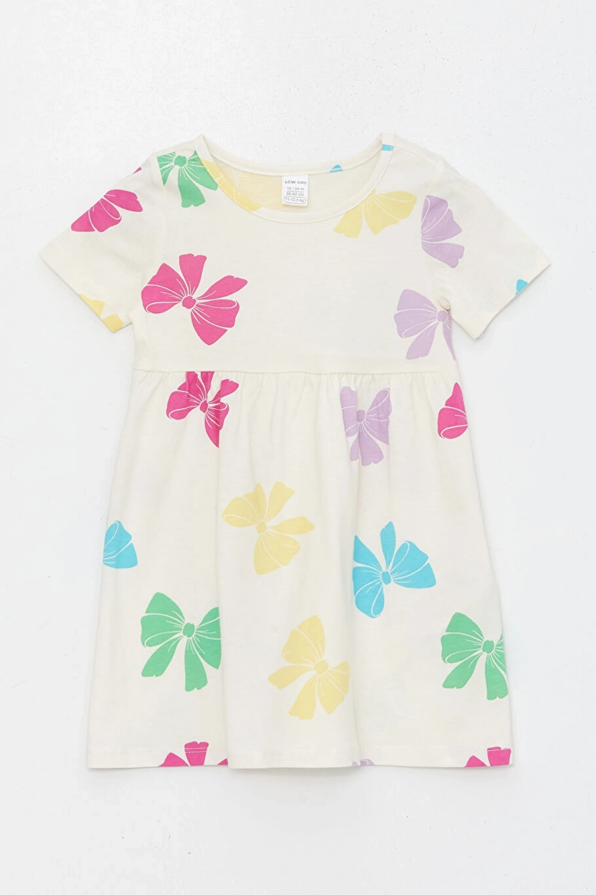 Bisiklet Yaka Kısa Kollu Kız Bebek Elbise