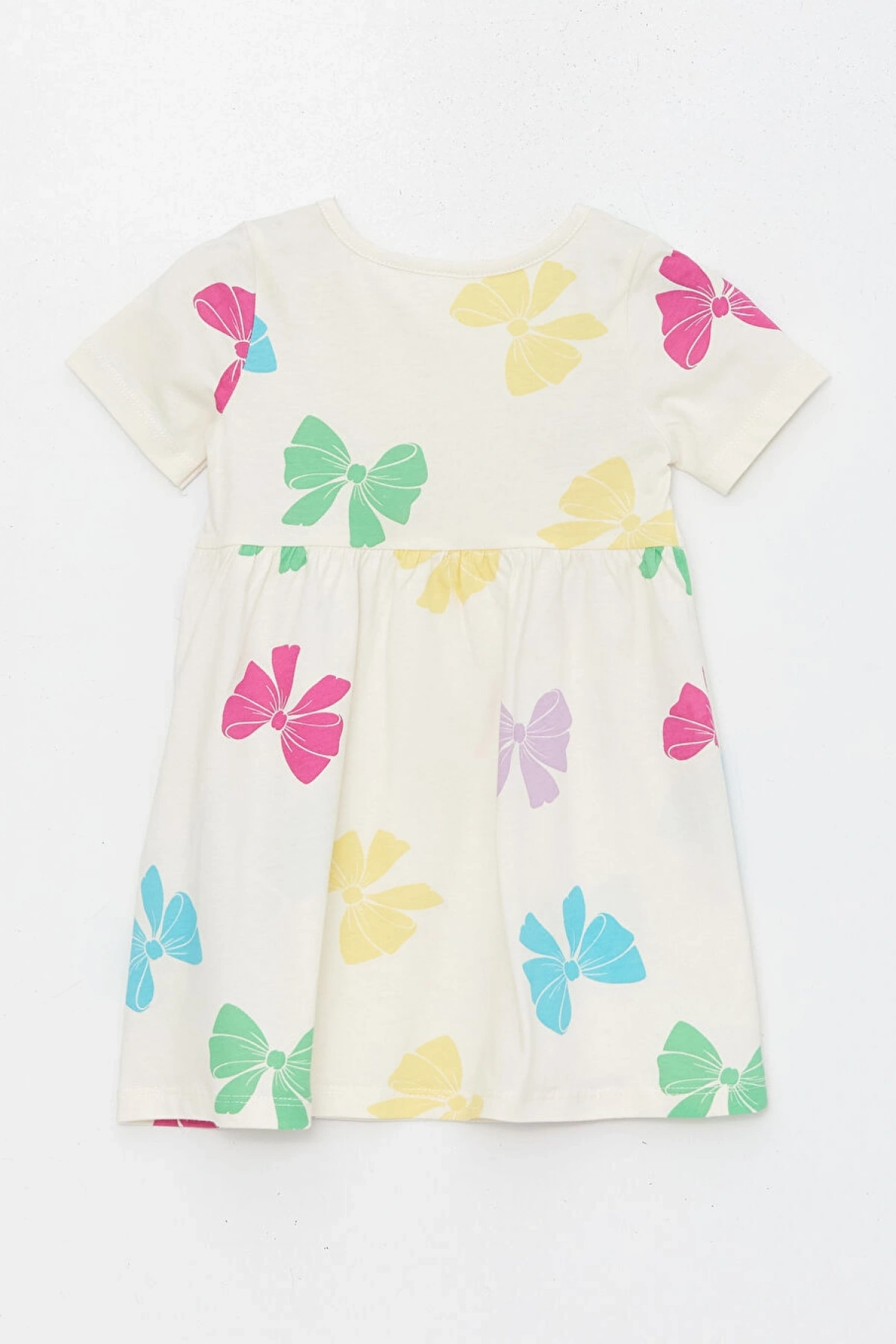 Bisiklet Yaka Kısa Kollu Kız Bebek Elbise