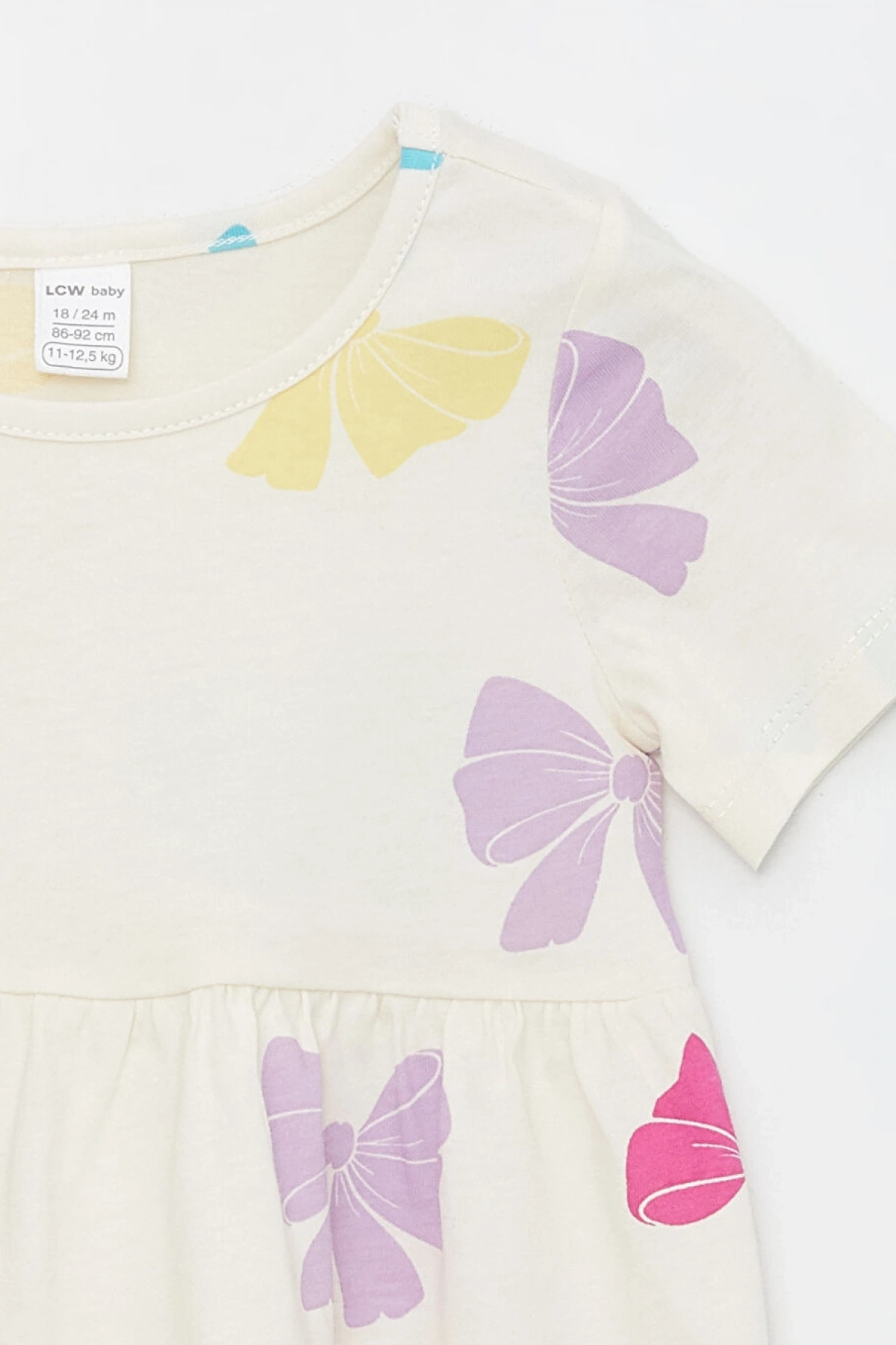 Bisiklet Yaka Kısa Kollu Kız Bebek Elbise