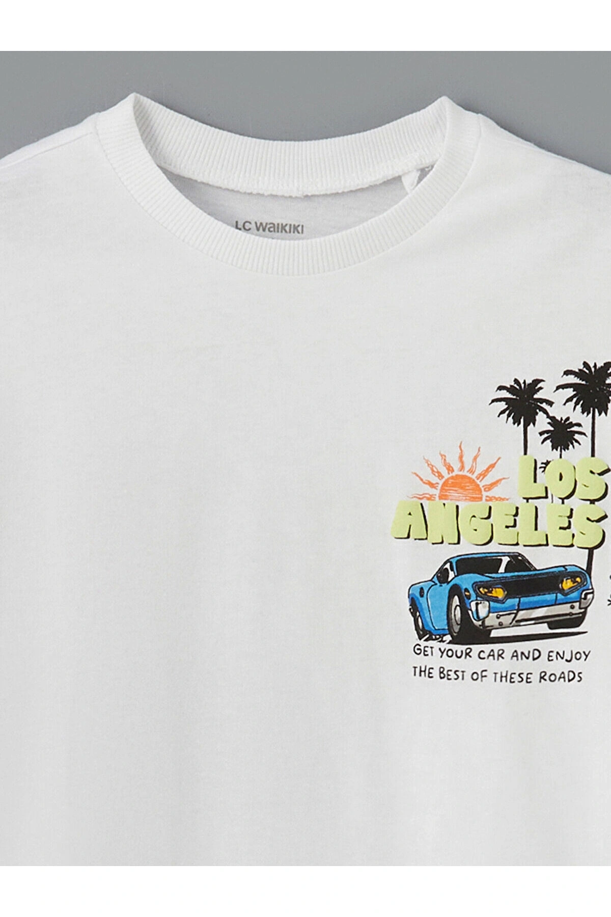 LCW baby Beyaz Los Angeles Baskılı Penye Erkek Çocuk Tişört
