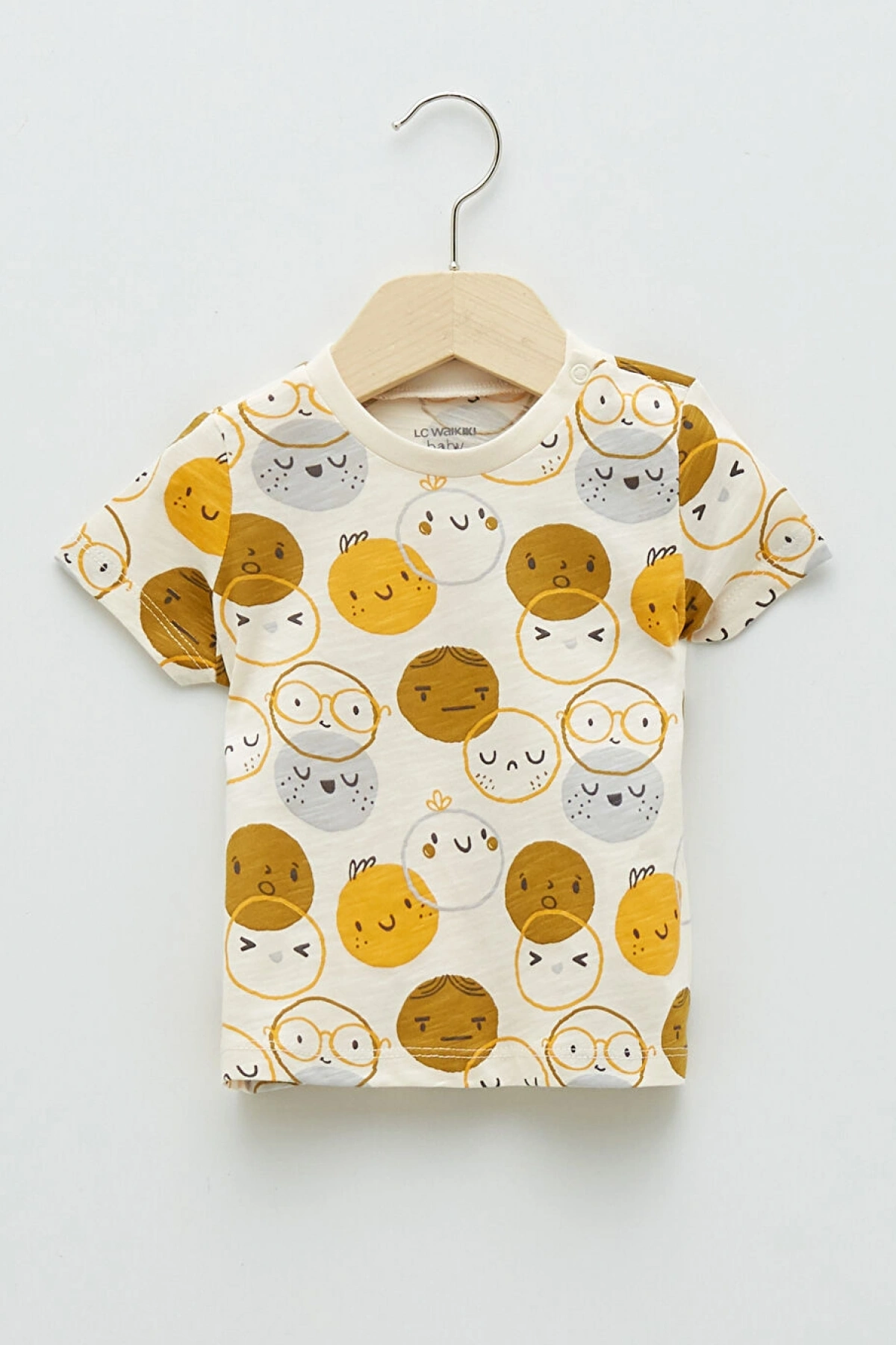 LCW baby Ekru Bisiklet Yaka Kısa Kollu Erkek Bebek Tişört 3lü