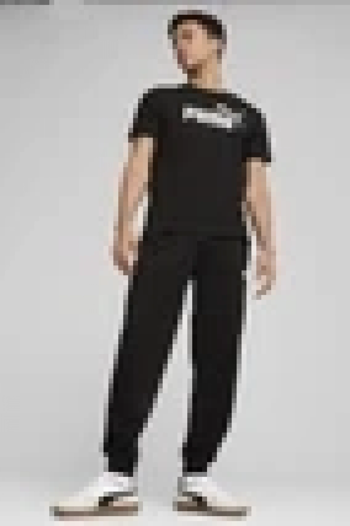 Erkek uzun pamuklu tişört Puma Ess No. 1 Logo Tee Siyah baskılı