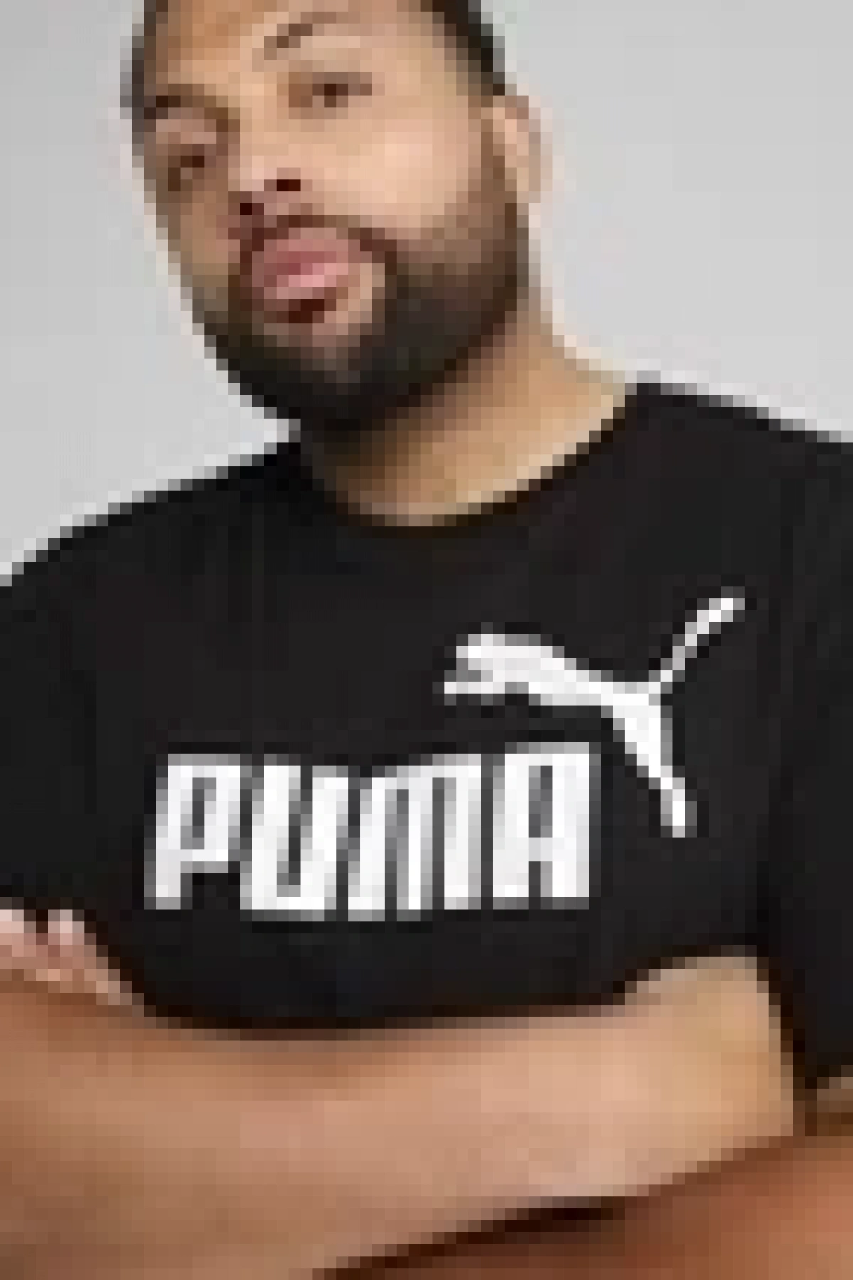 Erkek uzun pamuklu tişört Puma Ess No. 1 Logo Tee Siyah baskılı