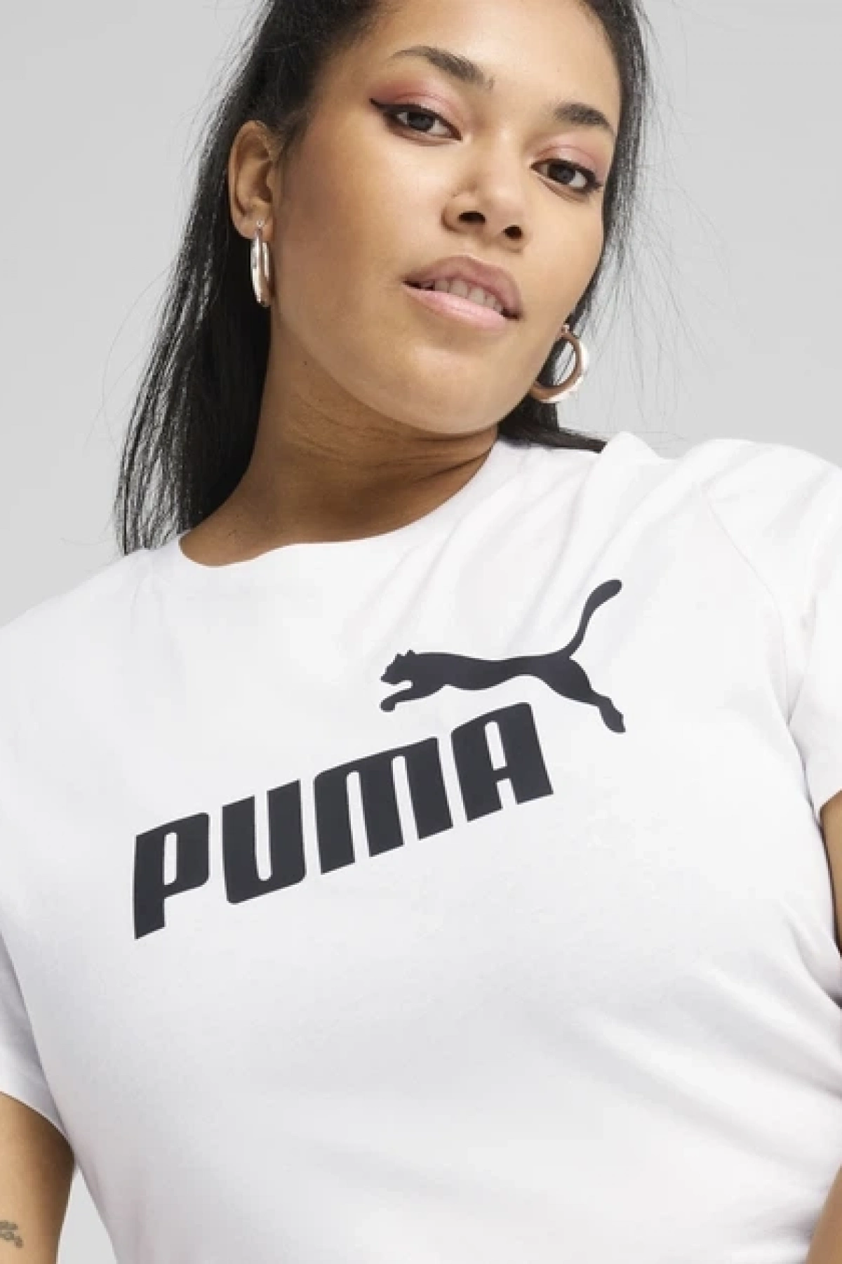 PUMA Kadın pamuklu tişört Puma Ess No. 1 Logo Tişört BEYAZ
