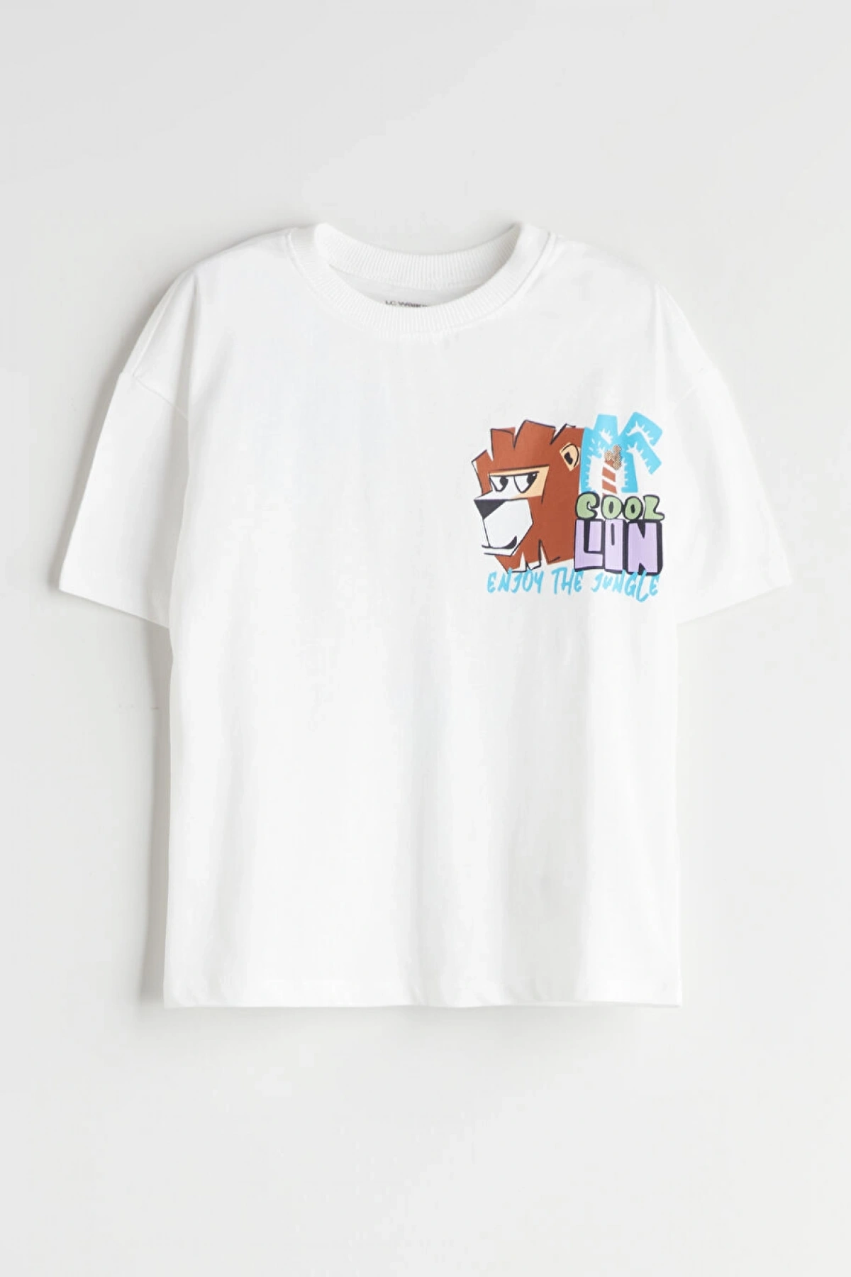 CW Kids Ekru Bisiklet Yaka Baskılı Erkek Çocuk Tişört