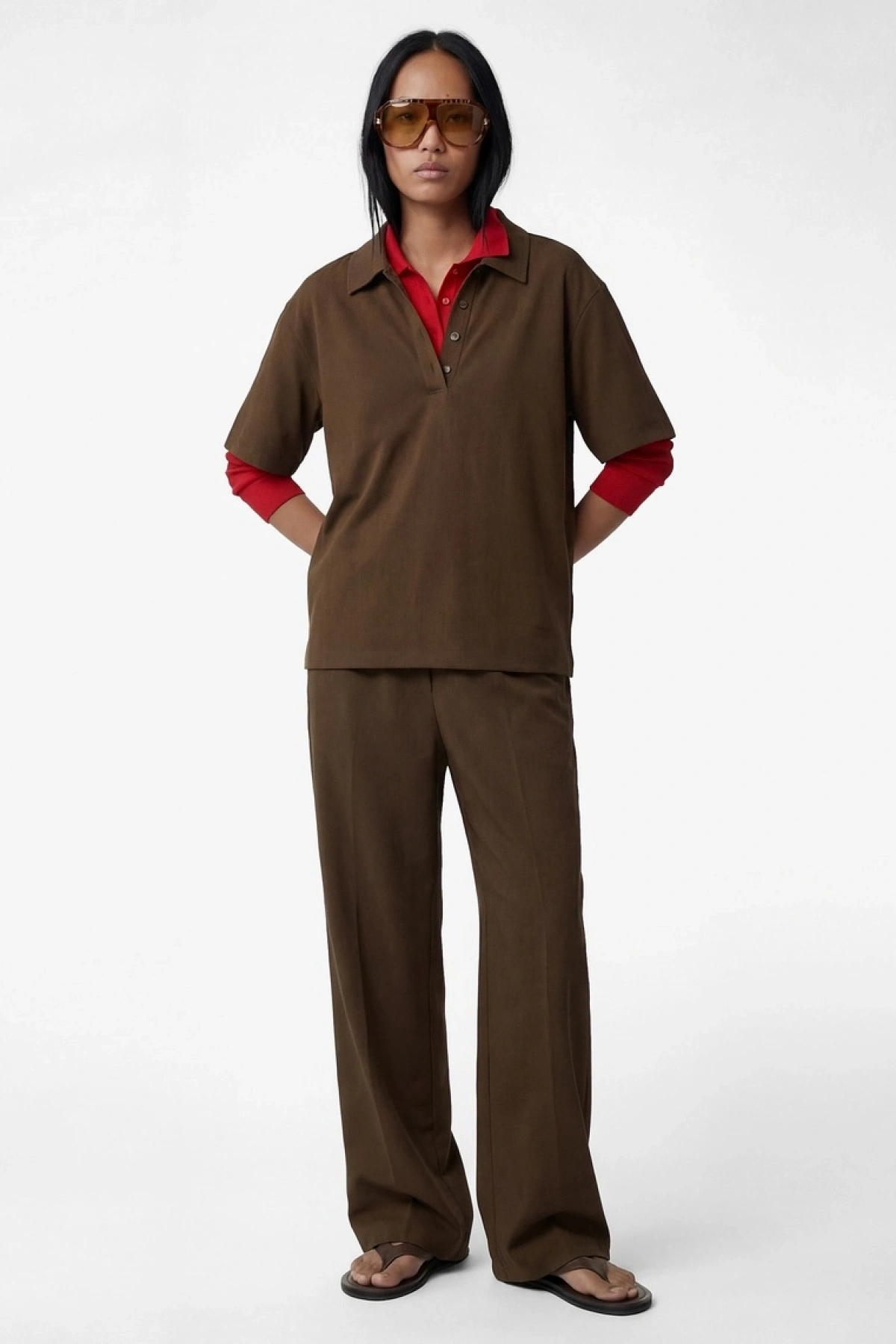 KOTON odal Kumaş Beli Lastikli Cepli Düz Geniş Paça Pantolon