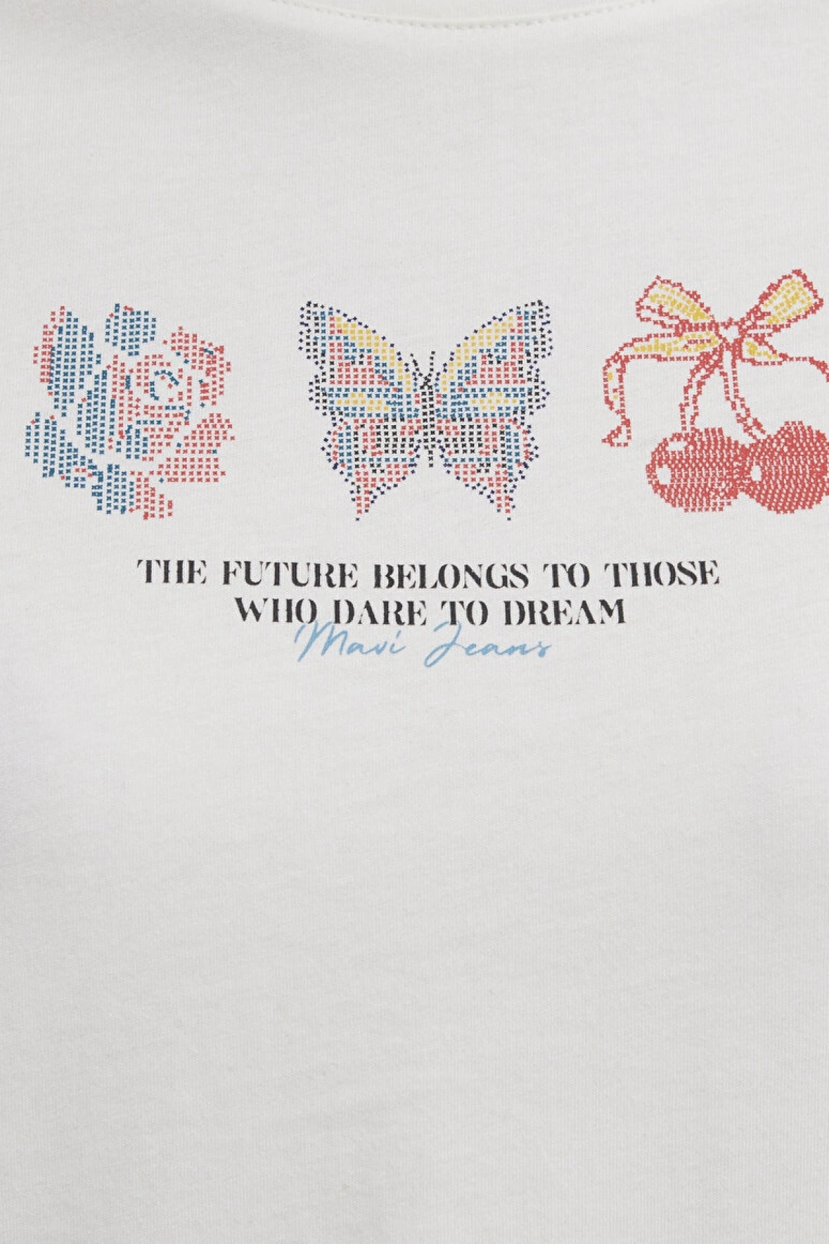 MAVİ Kelebek Baskılı Ekru Tişört