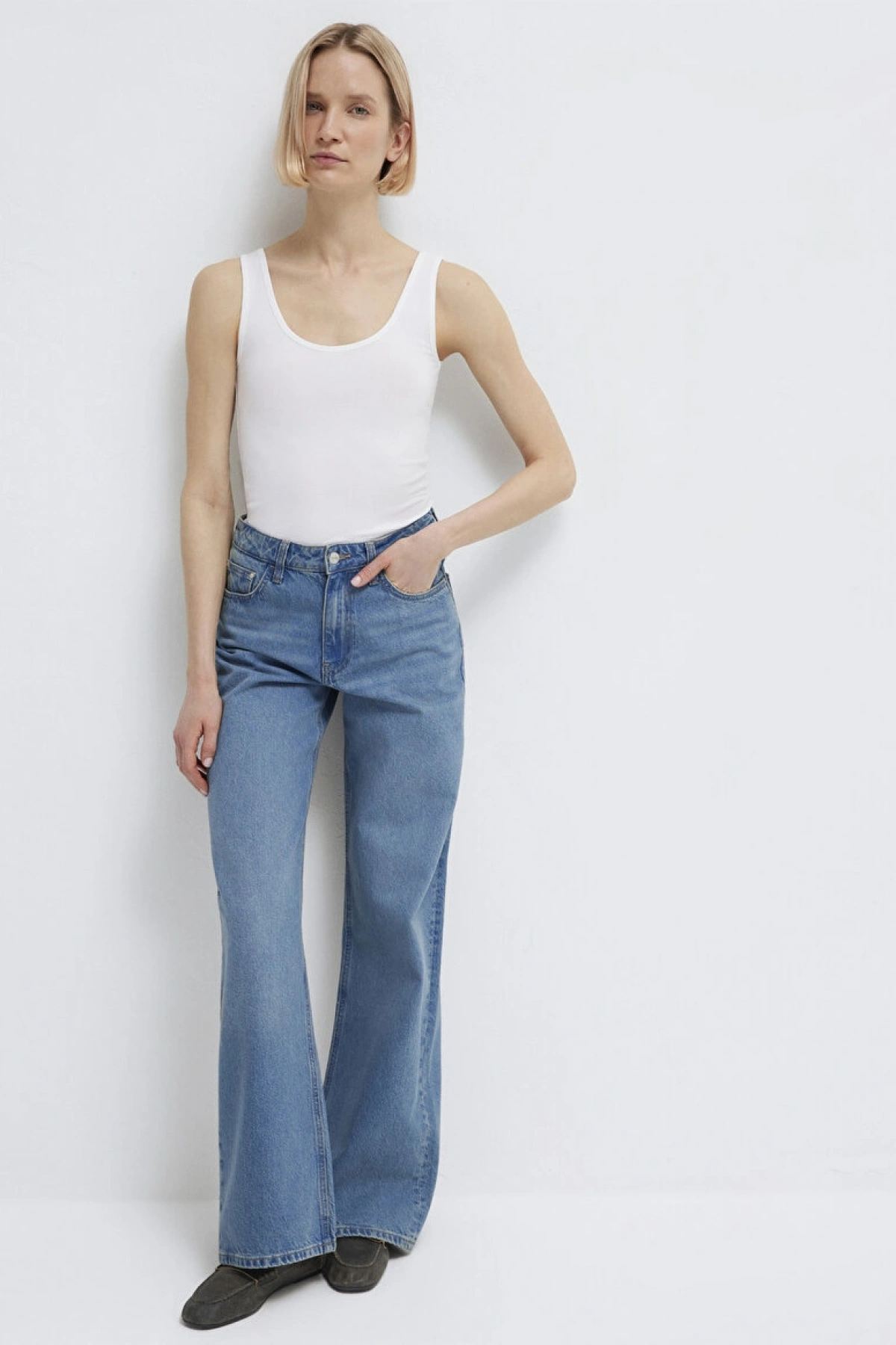 MAVİ ASKILI BASIC ATLET Beyaz