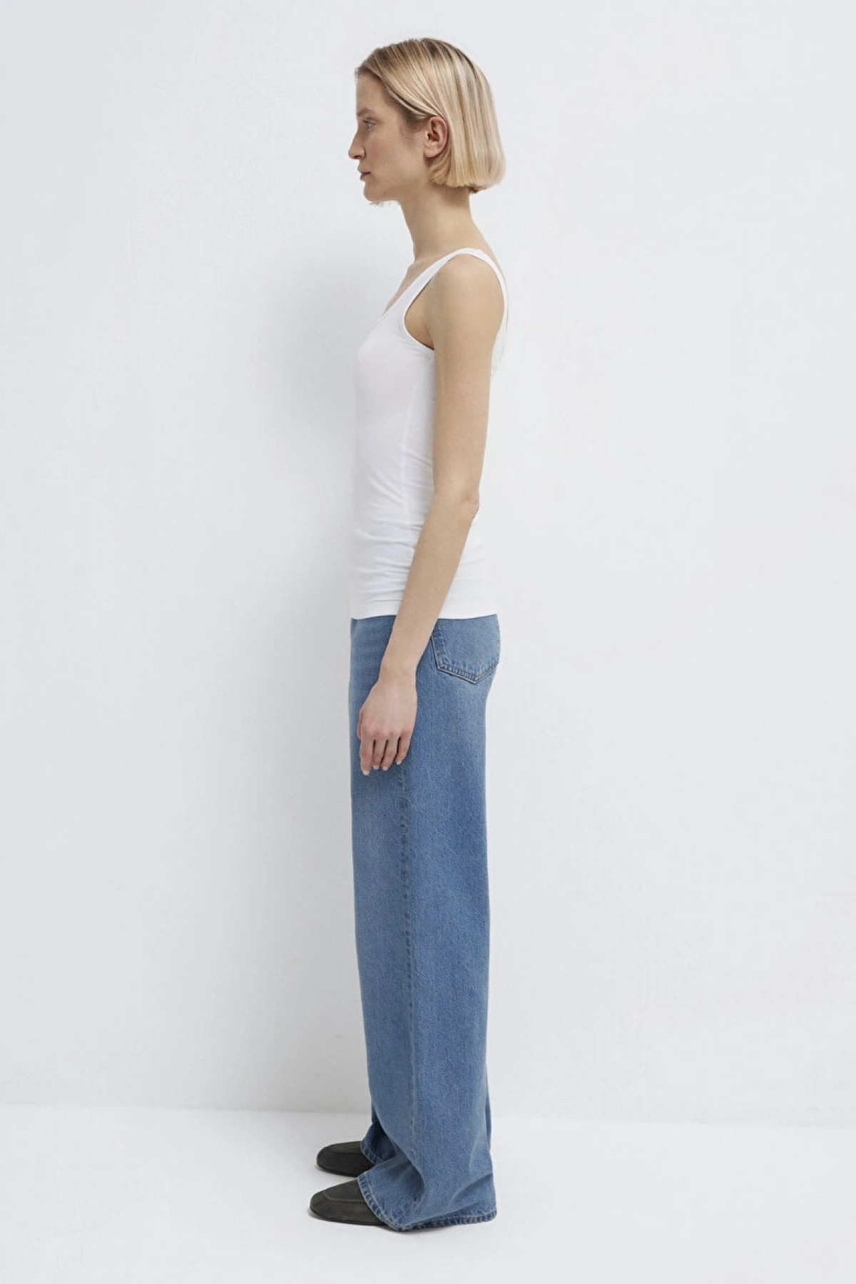 MAVİ ASKILI BASIC ATLET Beyaz