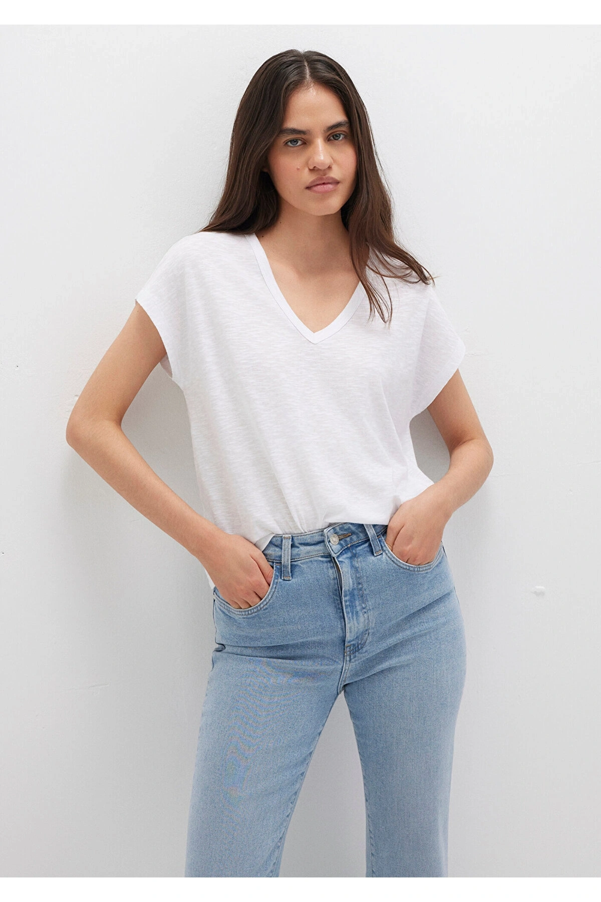 MAVİ KISA KOLLU BASİC Beyaz